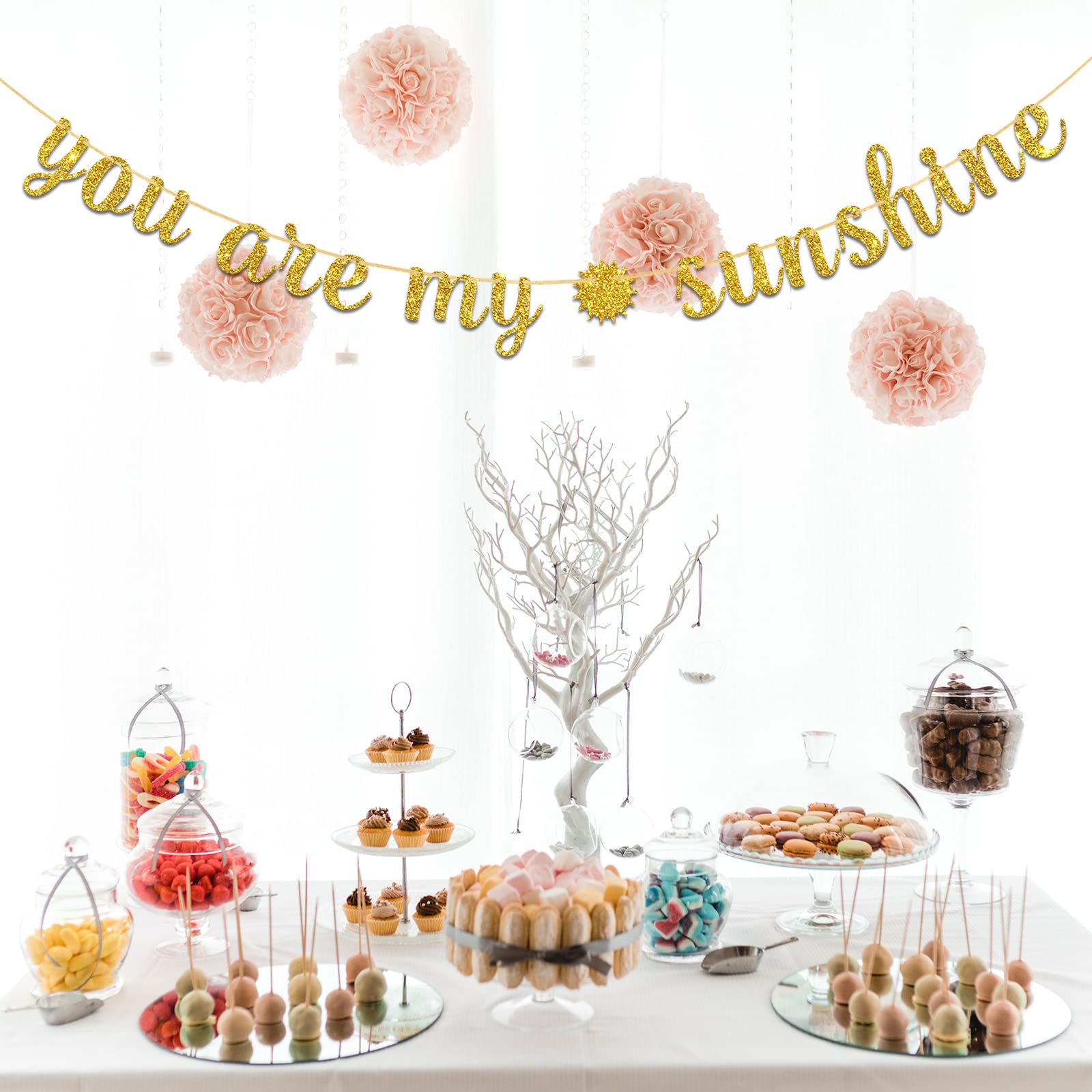 You Are My Sunshine Party Banner - Gold Rectangular Cardboard Sign for Wedding, Birthday & Baby Shower Decorations - Perfect for Photo Backdrops, Dessert Tables & Wall Decor