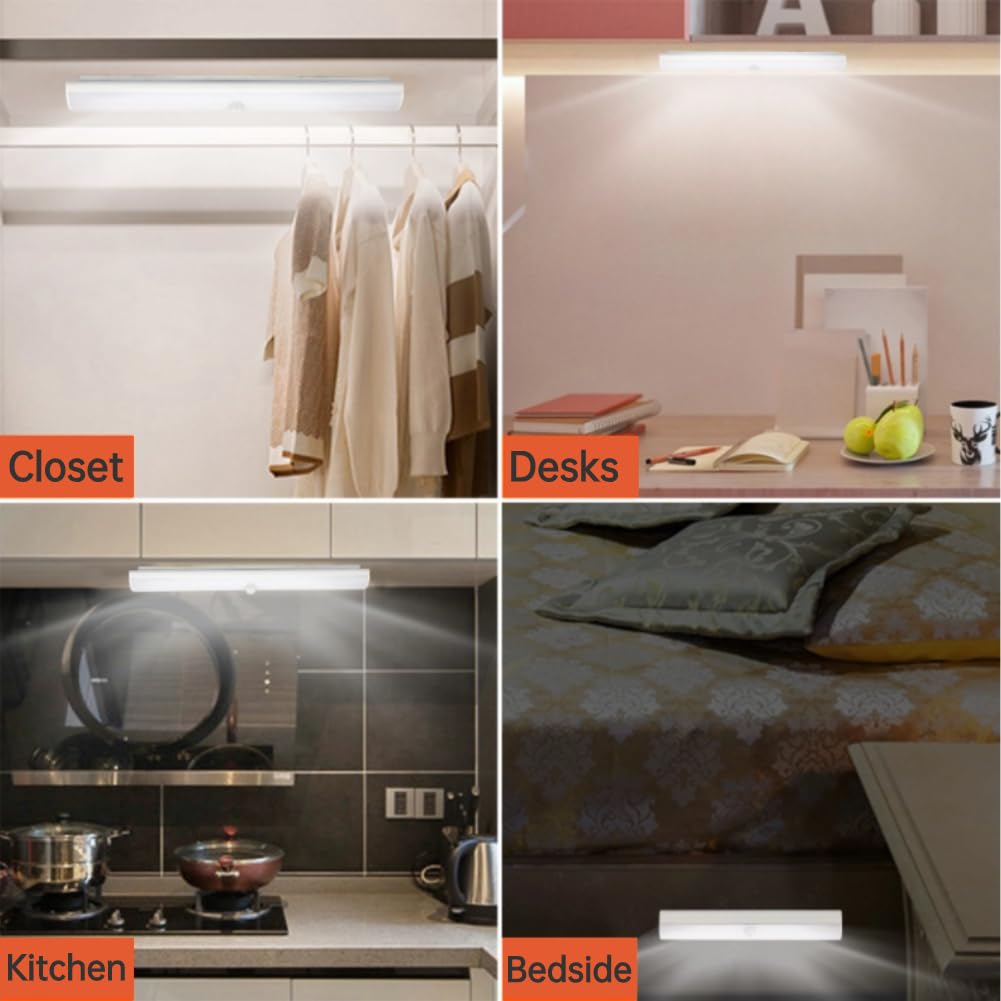 LED Motion Sensor Closet Light - Battery Powered Stick-On Night Light for Kitchen, Bedroom, Wardrobe