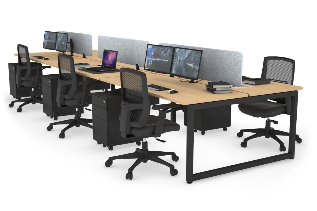 Quadro Loop Legs 6-Person Office Workstation Desk - 1400L x 700W Dimensions - Perfect for Collaborative Workspaces & Team Projects