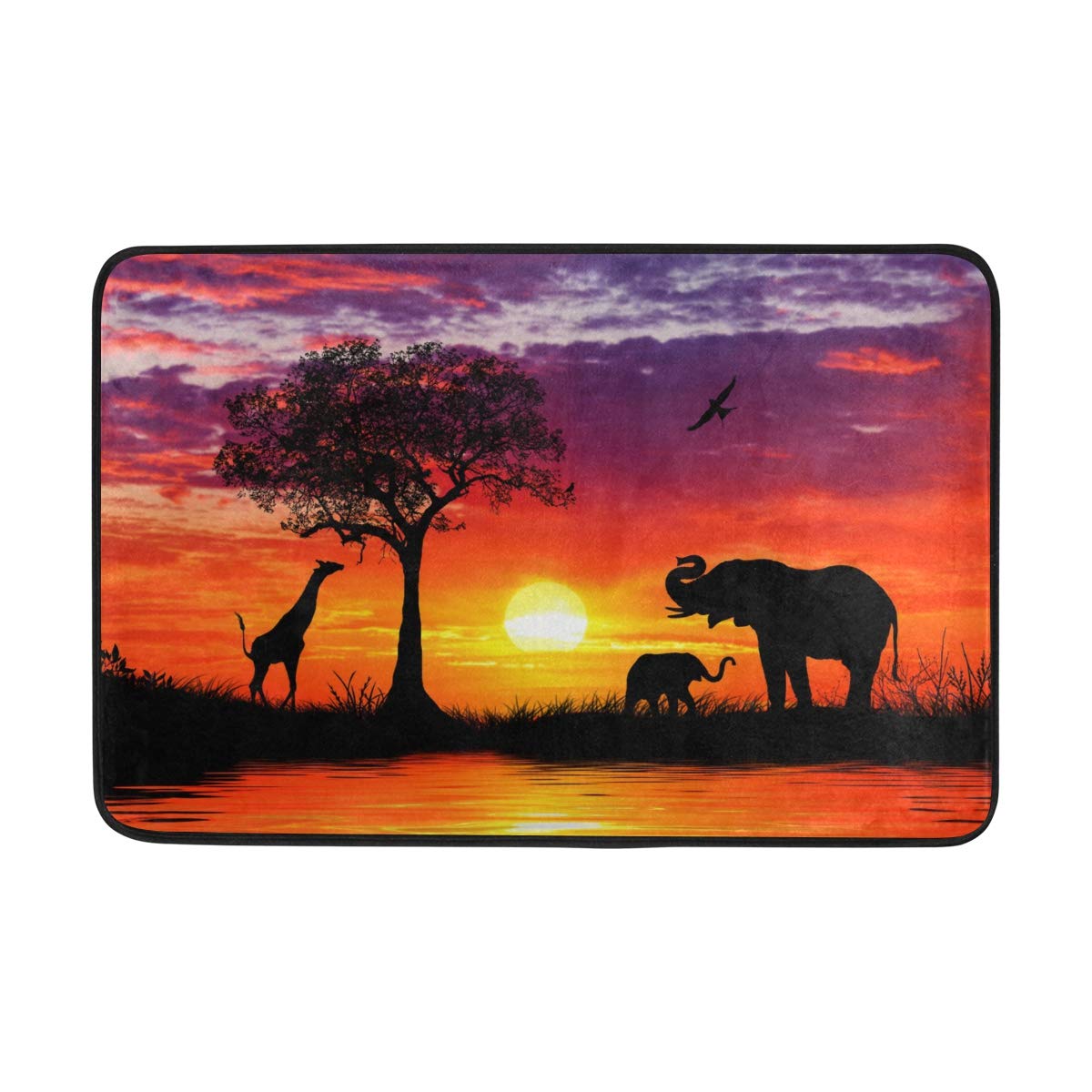Non-Slip African Sunset Animal Print Doormat - Modern Indoor Welcome Mat for Front Door, Kitchen, Bathroom & Toilet - Perfect for Home Decor & High Traffic Areas