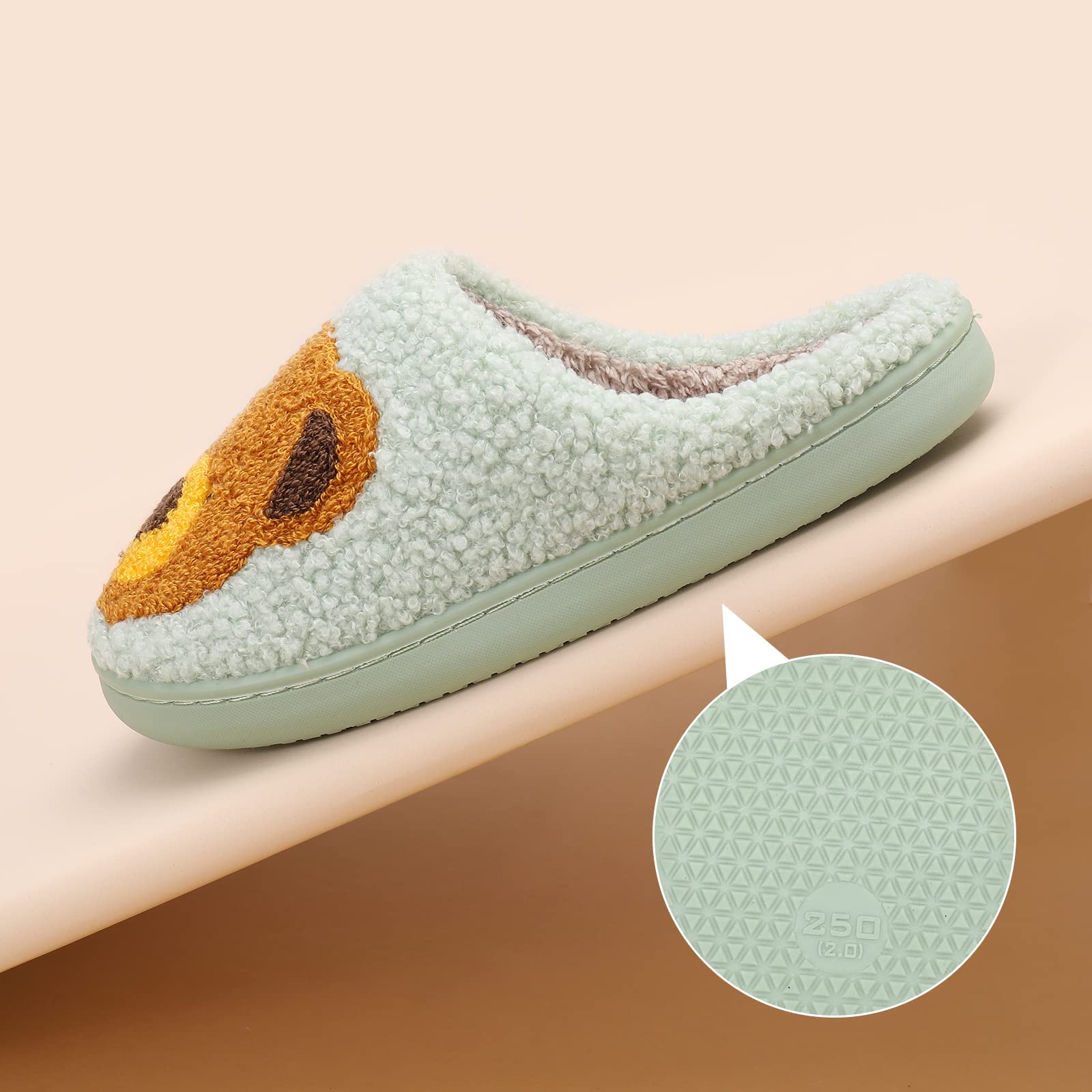 TYFLOVE Smiley Face Plush Slippers for Women, Men & Kids - Cozy Fuzzy House Shoes with Warm Fleece Lining - Soft Slip-On Indoor/Outdoor Slippers for Winter, Home, Office & Gifts