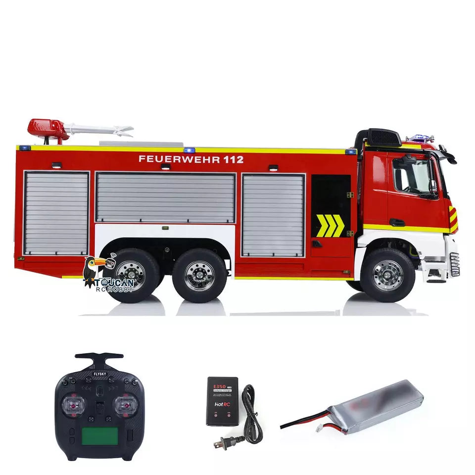 1/14 Scale TOUCAN 6x4 RC Fire Truck - Remote Control Fire Engine Vehicle with Sound & Light System - Ready-to-Run (RTR) Assembled & Painted Model - Perfect for Firefighting Simulation, Emergency Rescue Play, and RC Car Enthusiasts