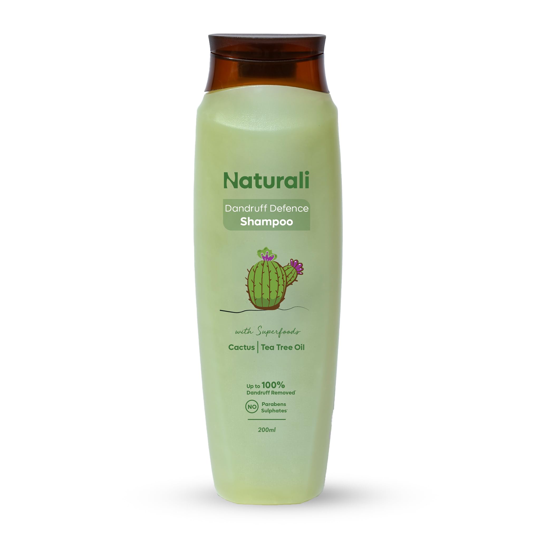 Natural Tea Tree Oil & Cactus Extract Anti-Dandruff Shampoo - Sulfate & Paraben Free, Scalp Soothing Treatment for Dry, Itchy Scalp - 200ml Bottle for Men & Women - Perfect for Daily Hair Care & Dandruff Prevention