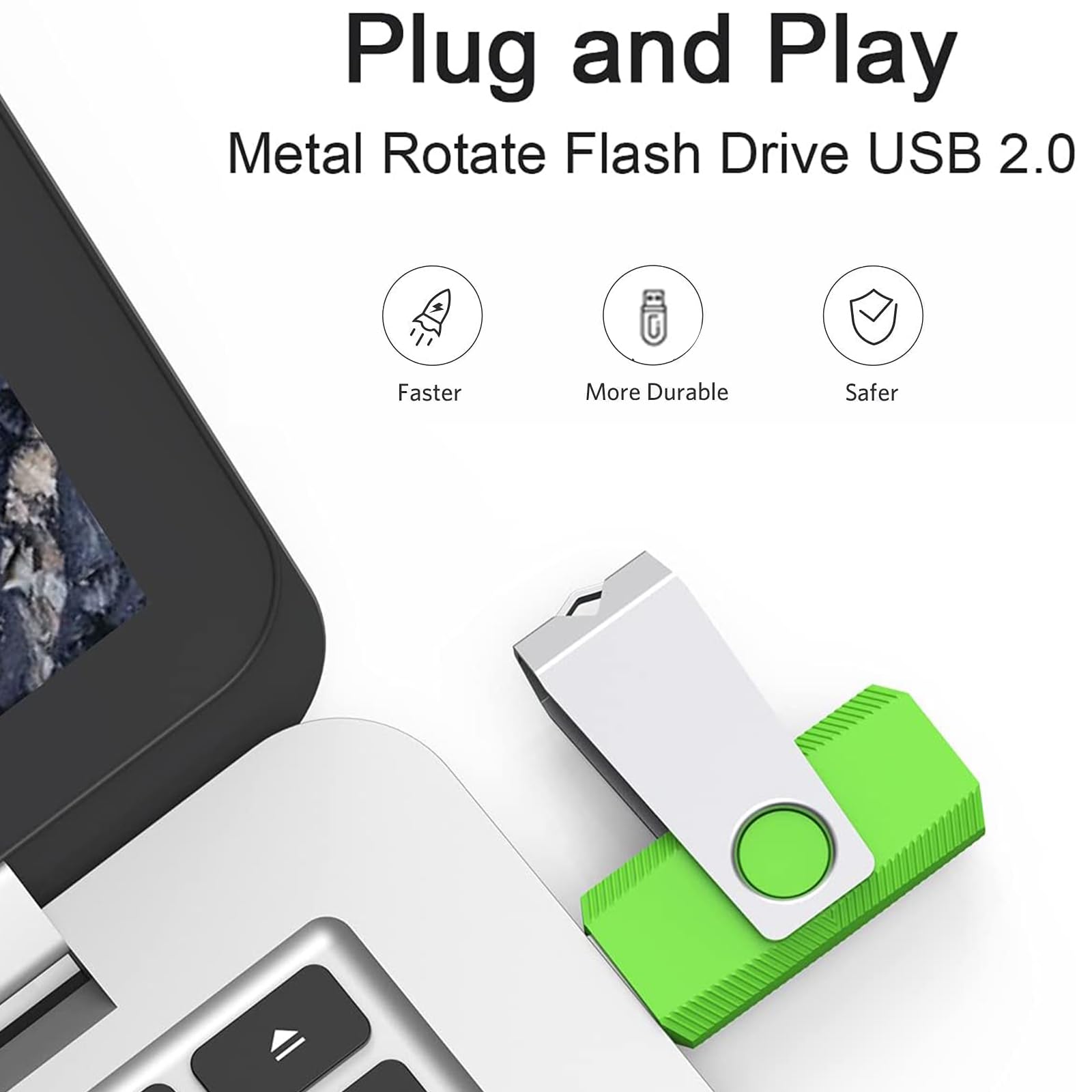 32GB USB Flash Drive 10-Pack - Swivel Thumb Drives with Lanyards for School & Office Use