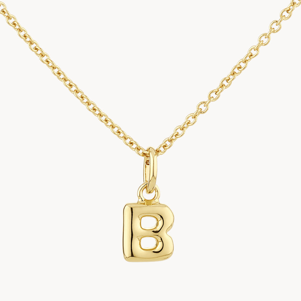 Gold Bubble Letter Necklace - Personalized Initial Pendant for Women - Perfect for Gifts, Birthdays & Everyday Wear
