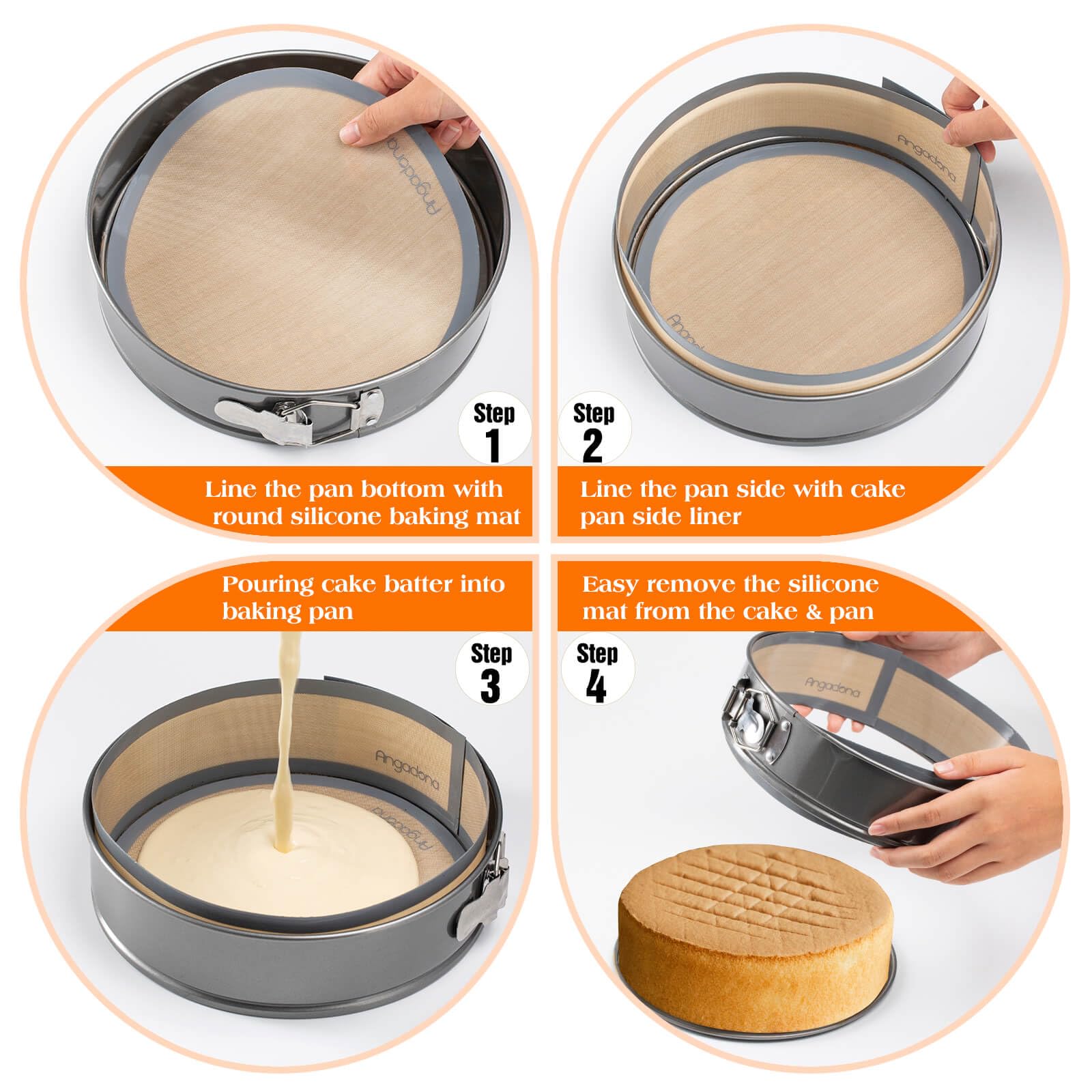 Non-Stick 9 Inch Silicone Baking Mat for Springform Pans - Perfect for Cheesecake, Cakes & Pastries - Prevents Sticking to Bottom & Sides - Easy to Clean & Reusable - Ideal for Home Baking & Professional Kitchens