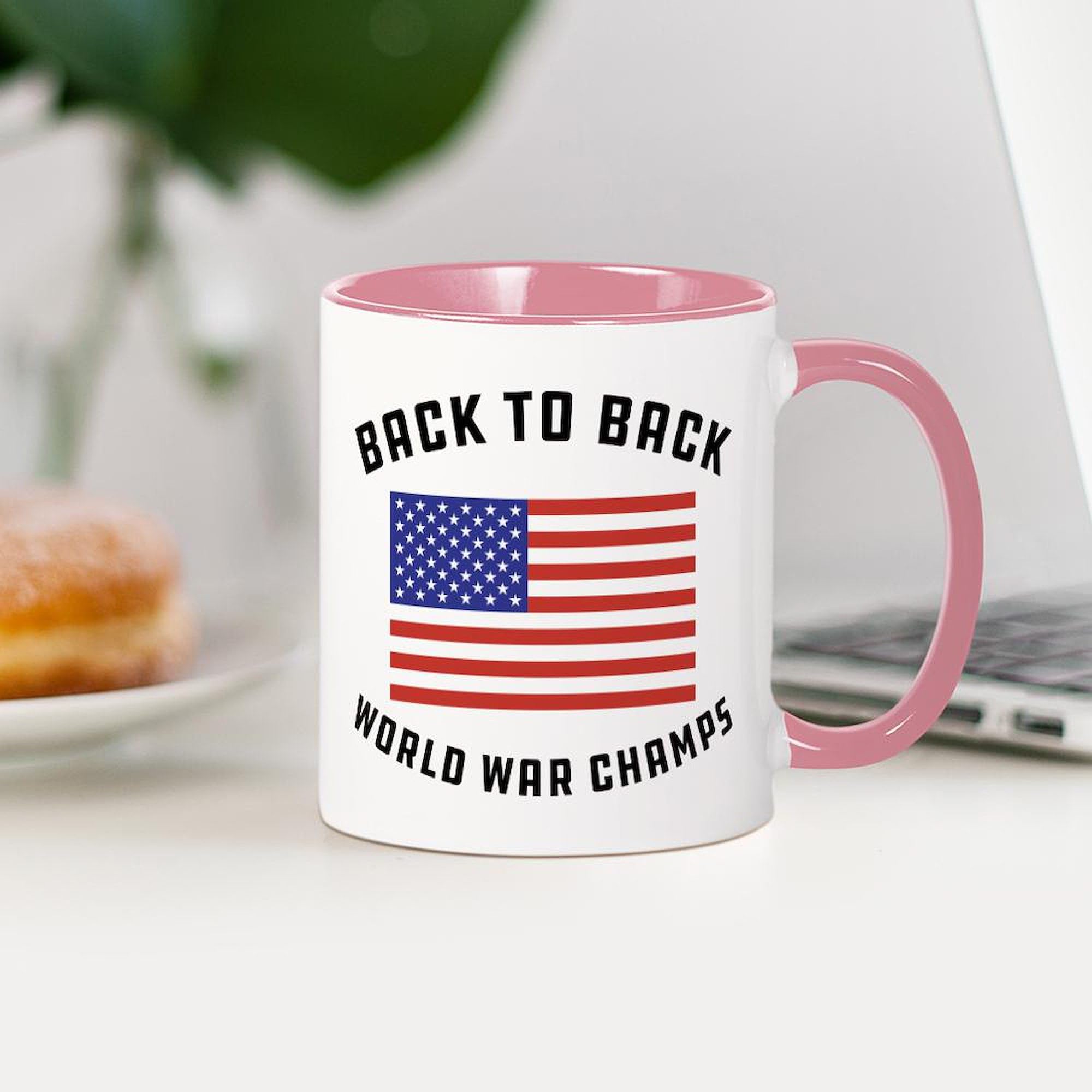 Back To Back World War Champs 11 oz Ceramic Coffee Mug - 325 ml White Coffee Cup for Office, Home & Gifts | Patriotic American Veteran Military Appreciation Drinkware
