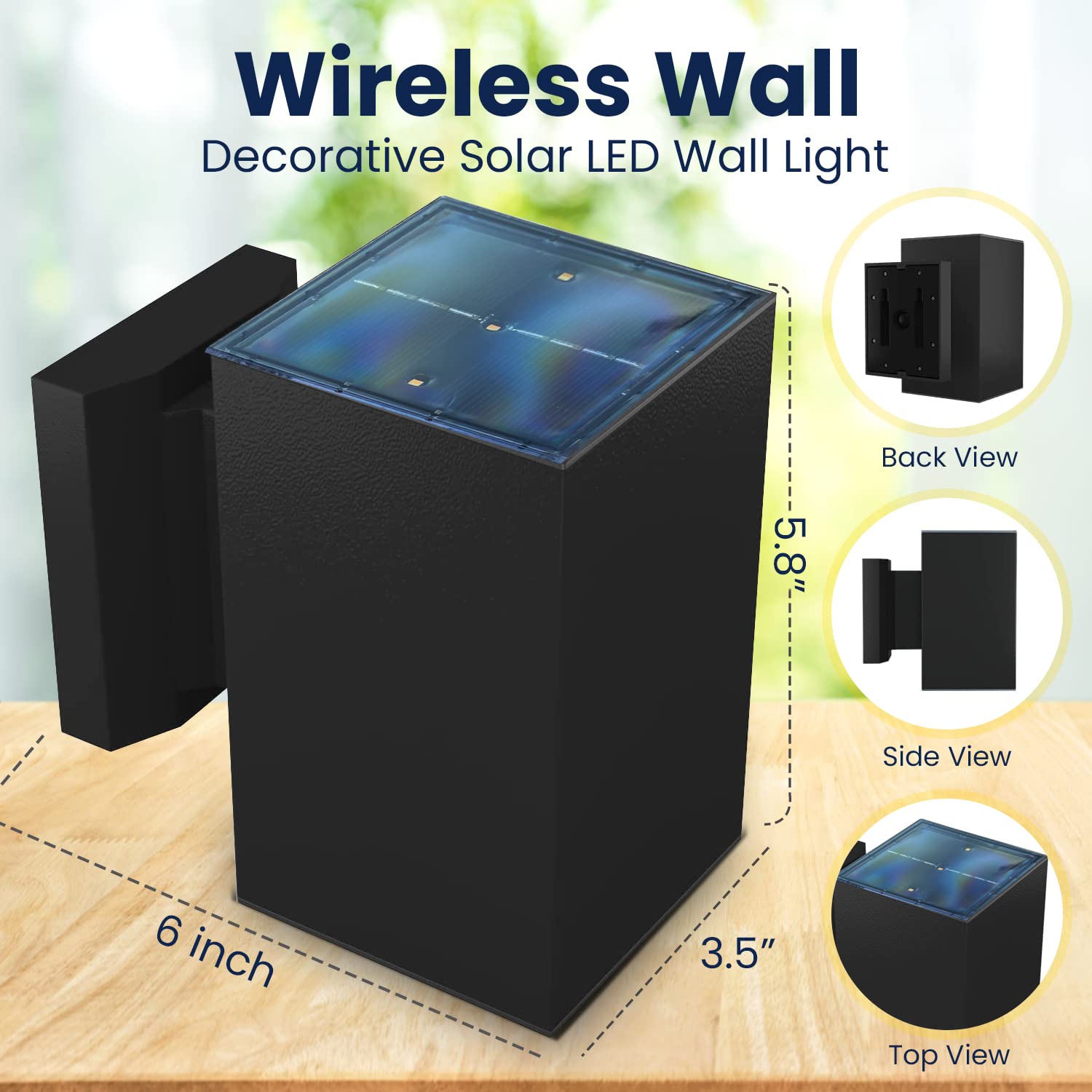 Solar Powered Outdoor Wall Lights - Modern Up Down LED Sconce with Ambient Lighting for Brick Walls | Battery Operated Weatherproof Exterior Lighting for Patio, Garden & Pathway Illumination