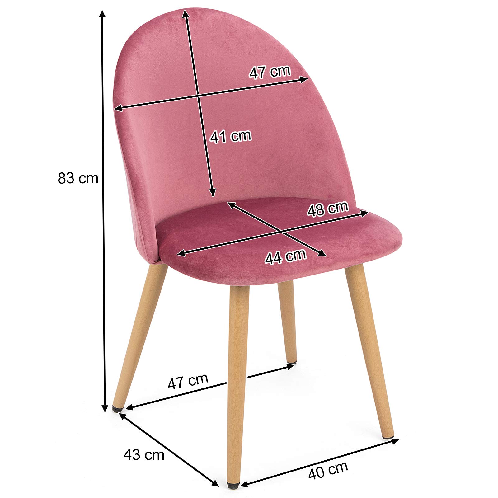 4-Piece Fabric Dining Chair Set with Wooden & Metal Legs - Comfortable Kitchen, Living Room, Lounge Chairs for Dining & Bedroom - Soft Pink Home Decor | Perfect for Family Meals, Entertaining Guests & Relaxing