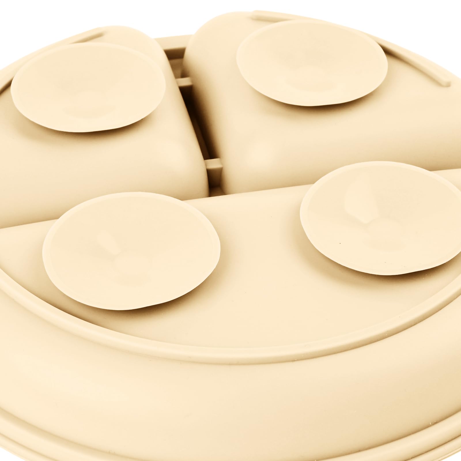 Non-Slip Silicone Baby Plate with Divided Sections - Includes Self-Feeding Spoon & Fork Set - Dishwasher & Microwave Safe - Perfect for Toddlers Learning to Eat Independently - Ideal for Home, Travel & Daycare Use