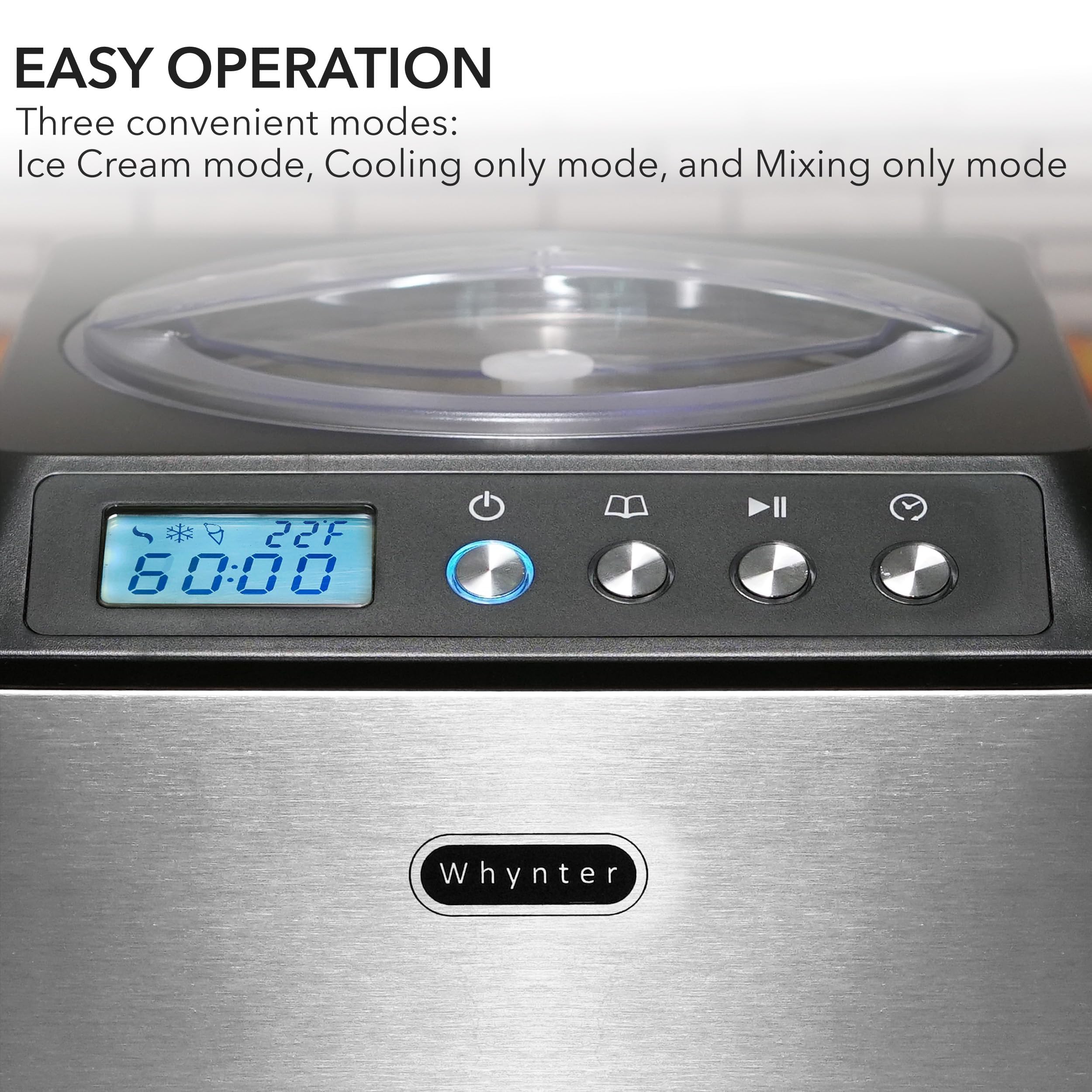 Whynter 2.1 Quart Upright Ice Cream Maker with Stainless Steel Bowl - Homemade Frozen Yogurt & Gelato Machine for Parties, Desserts & Family Treats