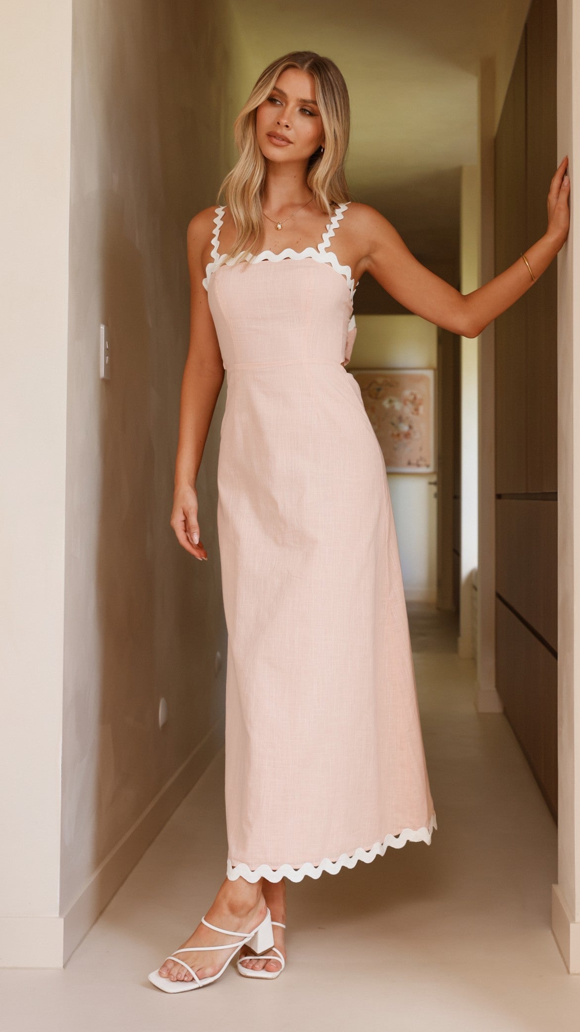 Fiora Women's Maxi Dress in Pink - Flowy Long Summer Dress for Beach, Vacation & Casual Wear
