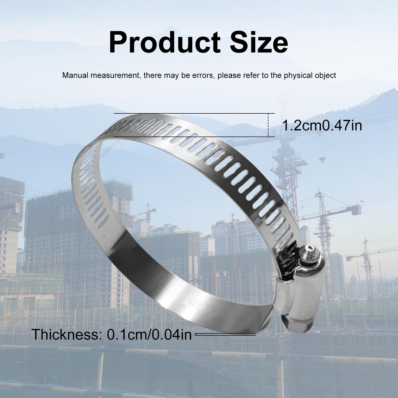 10pcs Stainless Steel Hose Clamps - Adjustable Metal Pipe Clamps for Water, Oil, Gas & Industrial Use - Perfect for Plumbing, Automotive & HVAC Applications