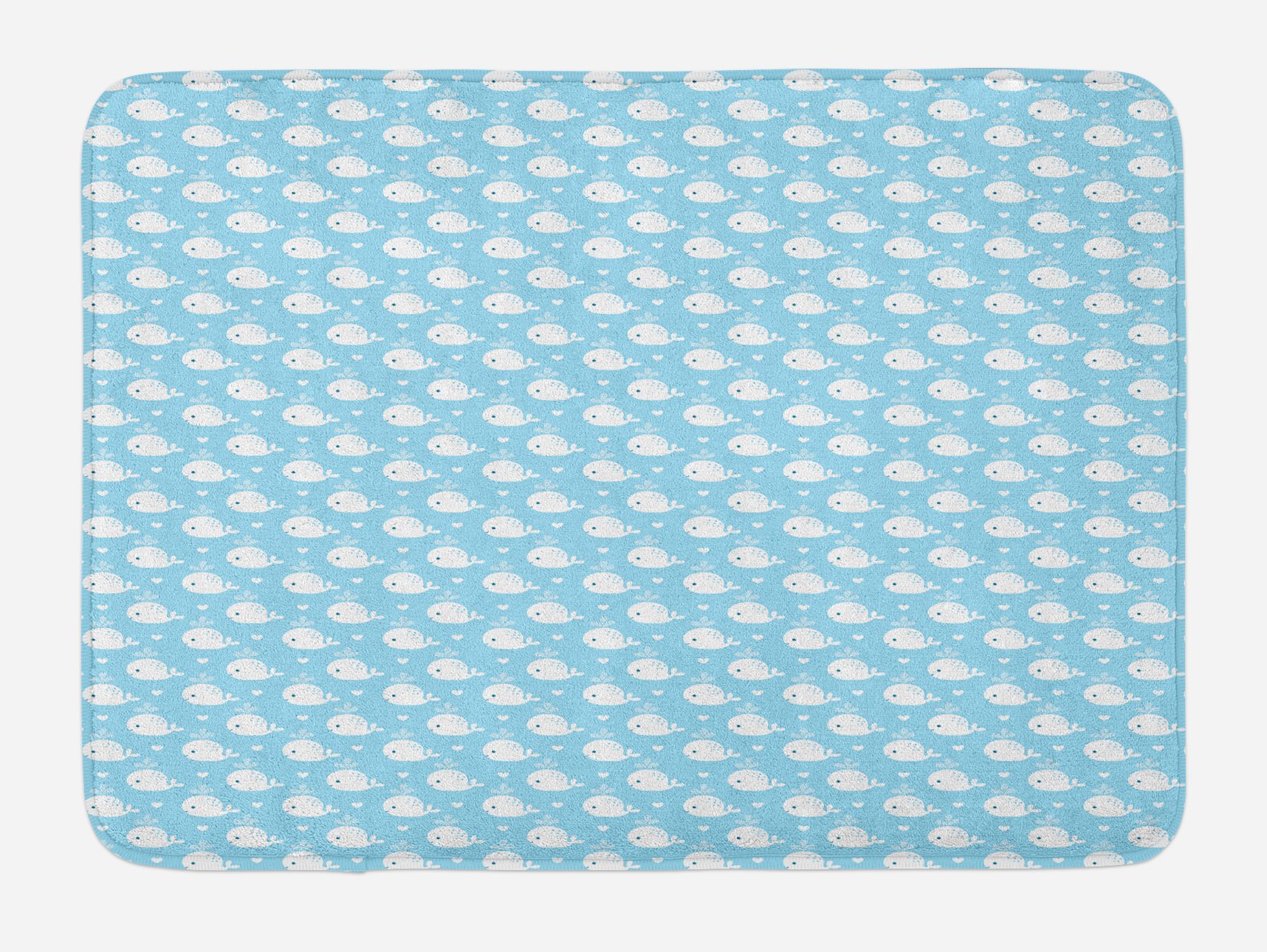 Ambesonne Non-Slip Whale Bath Mat - Soft Plush Shower Rug with Cute Marine Animal Design, 30