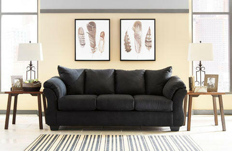75008 Darcy Black Sofa Loveseat - Modern 2-Seater Couch for Living Room, Apartment, Office - Comfortable Upholstered Furniture for Small Spaces