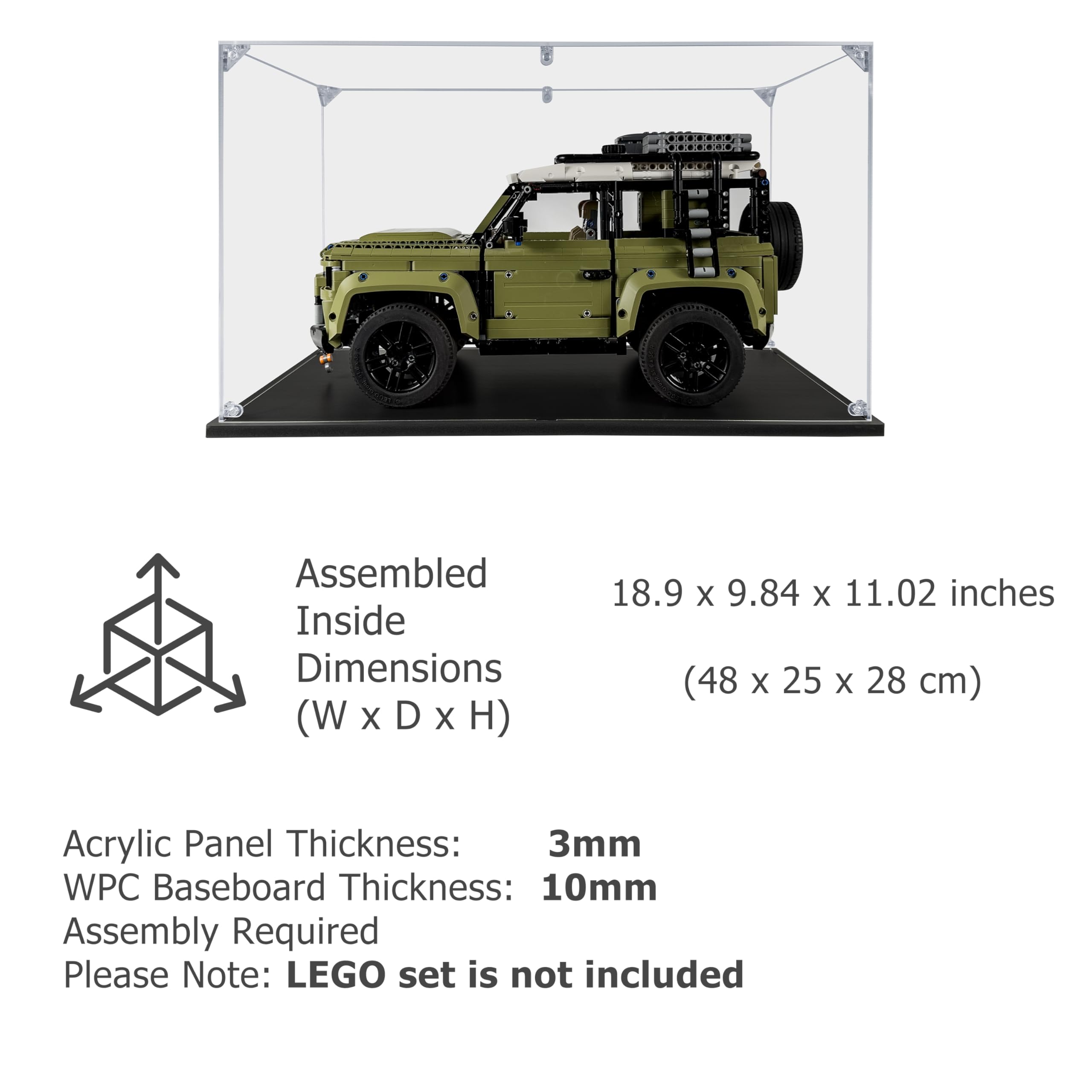 Acrylic Display Case for Lego Defender #42110 - Dustproof Showcase for Lego Sets (Case Only, Lego Not Included) - Perfect for Home Decoration & Collectible Protection