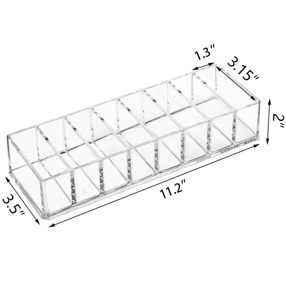 Weiai Clear Acrylic Makeup Organizer - 8 Slot Cosmetic Storage for Blush, Highlighter & Eyeshadow | Perfect for Vanity, Bathroom & Travel Makeup Organization