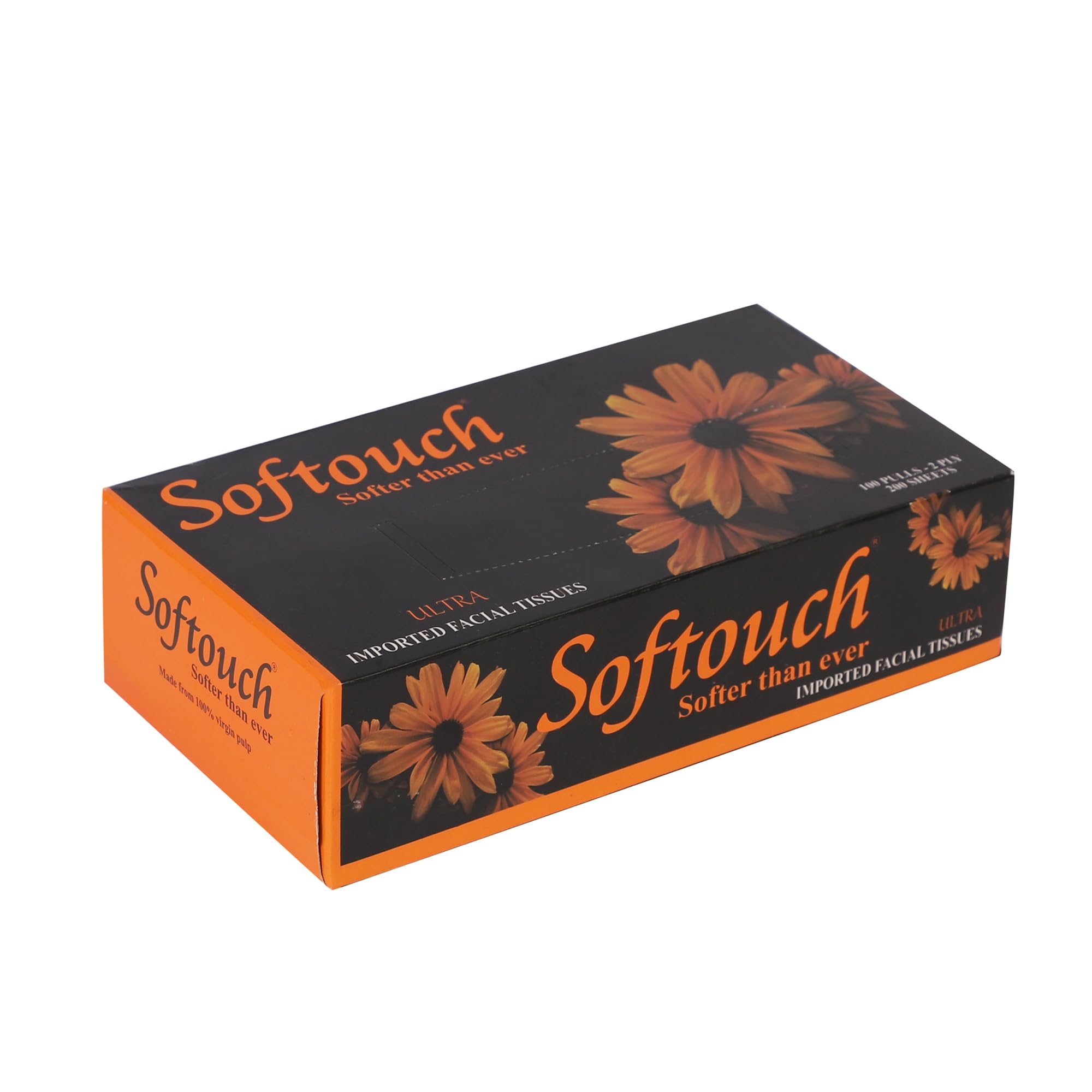 Softouch 2-Ply Facial Tissues for Home & Car - 4 Pack (100 Pulls Per Box, 800 Sheets Total) | Ultra-Soft & Gentle for Nose Care, Makeup Removal & Everyday Use