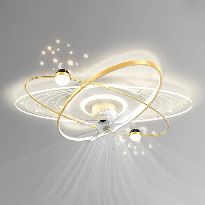 Star Ring LED Ceiling Fan with Light - Modern Smart Remote Control, 52 Inch Energy Efficient, Quiet Reversible Motor - Perfect for Bedroom, Living Room, and Outdoor Patio