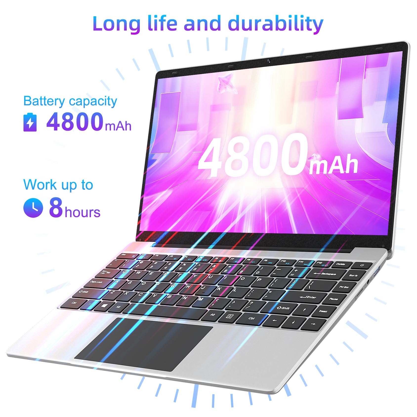 12GB LPDDR4 256GB SSD 14-inch Laptop Computer with FHD 1920x1080 Display, Intel Quad Core Celeron CPU, 35.52WH Battery, Dual-Band WiFi, Bluetooth 4.0 - Portable Lightweight Notebook for Work, Study & Entertainment