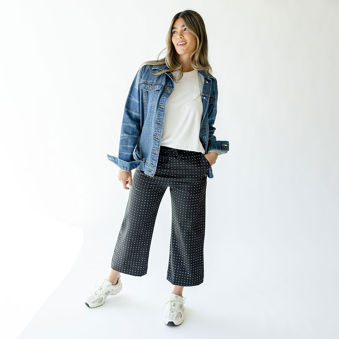 Audrey Wide Leg Pants with Polka Dot Print - Stylish High Waisted Palazzo Pants for Women | Perfect for Office, Casual Outings & Special Occasions