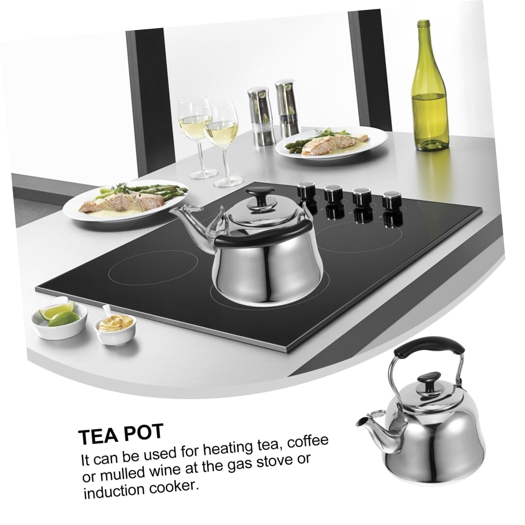 1pc Stainless Steel Whistling Tea Kettle - 1.5L Household Water Kettle with Ergonomic Handle & Loud Whistle - Perfect for Stovetop, Camping, Office & Home Tea Brewing