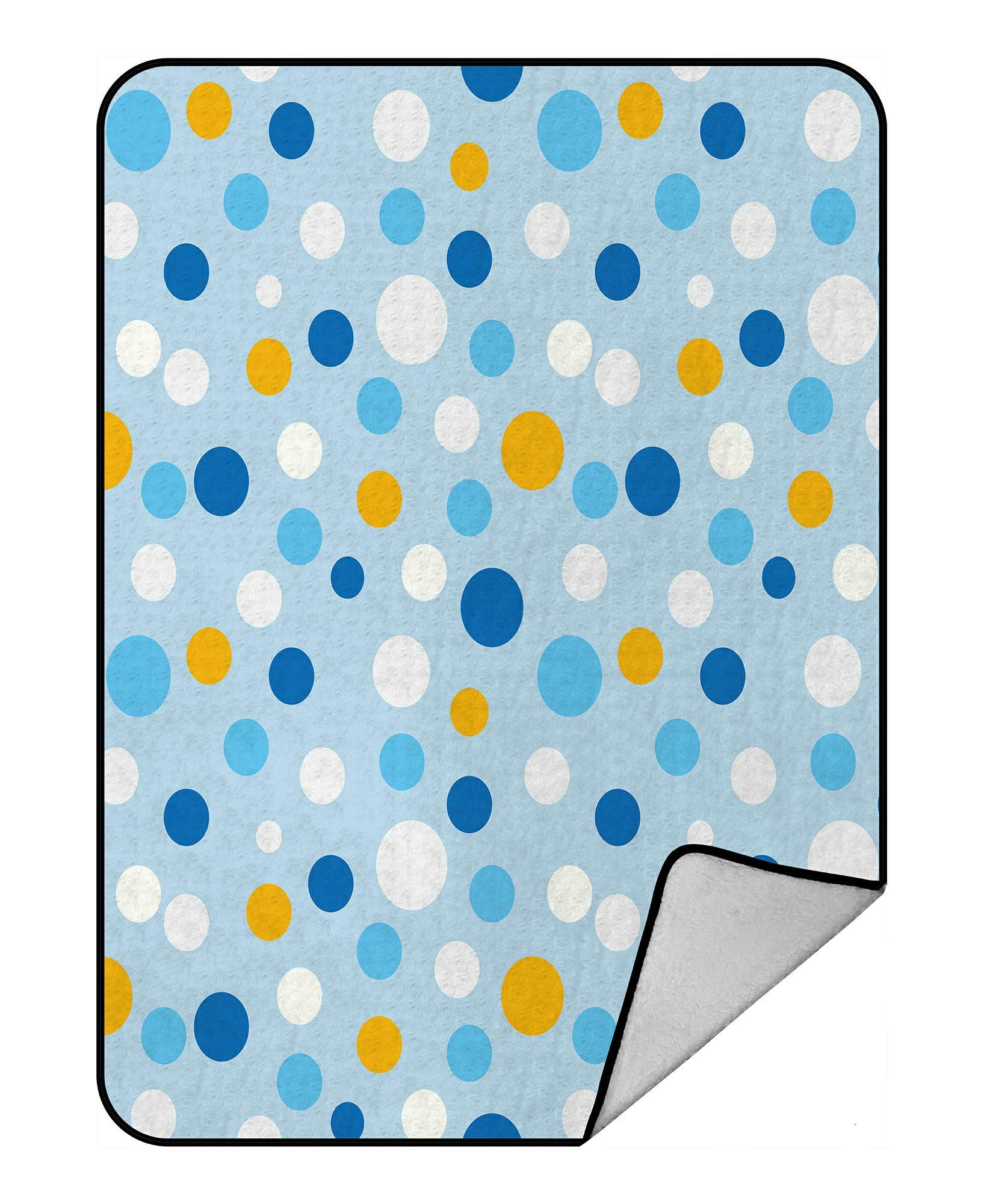 Soft Blue Polka Dot Fleece Blanket 58x80 Inch - Cozy Plush Throw for Bed, Sofa & Couch - Perfect for Winter Nights, Movie Time and Home Decor