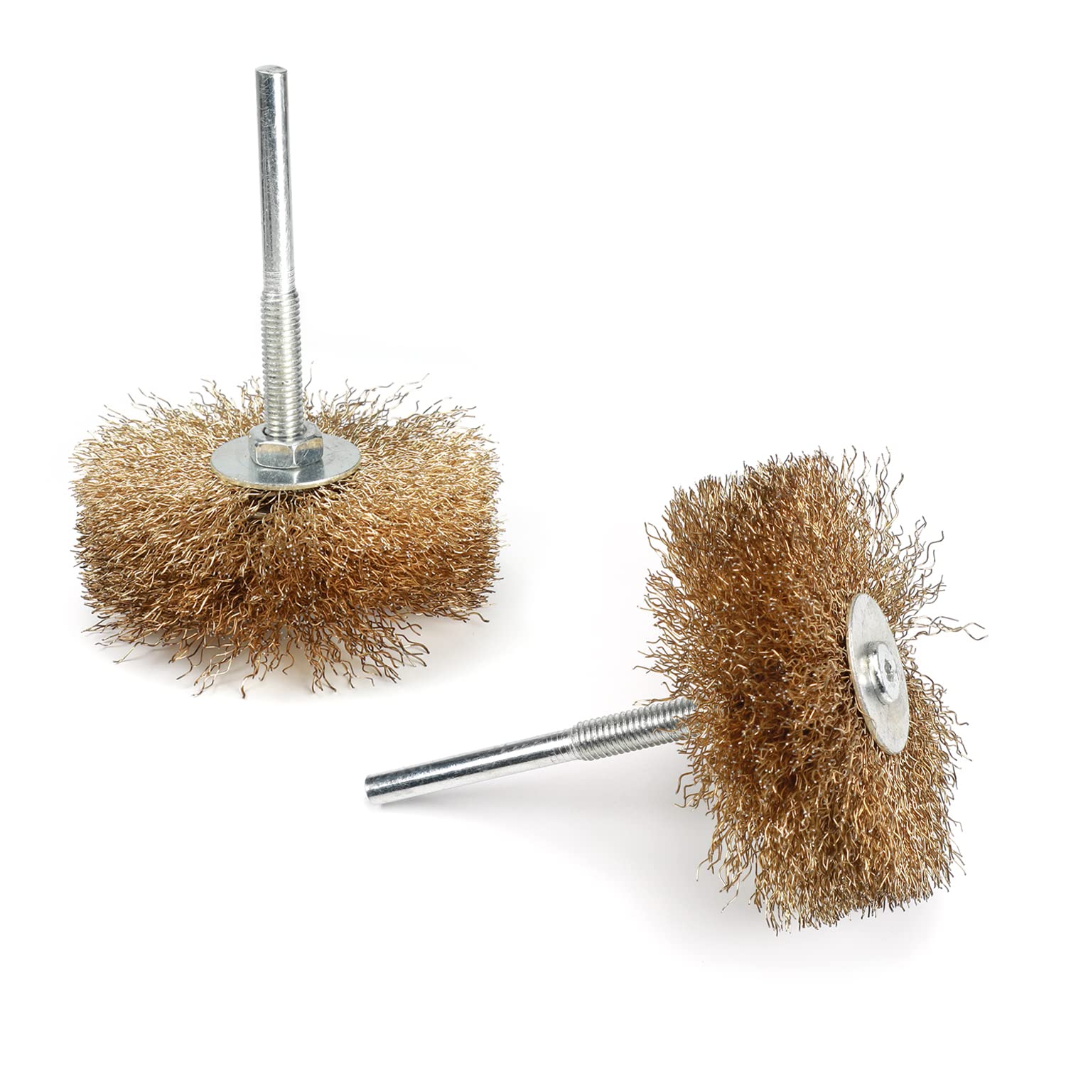 0.3mm Copper Plated Crimped Wire Wheel Brush - 2 Pack Drill Attachment for Metal Polishing, Rust & Paint Removal - Perfect for Automotive Restoration, DIY Metalworking & Industrial Cleaning