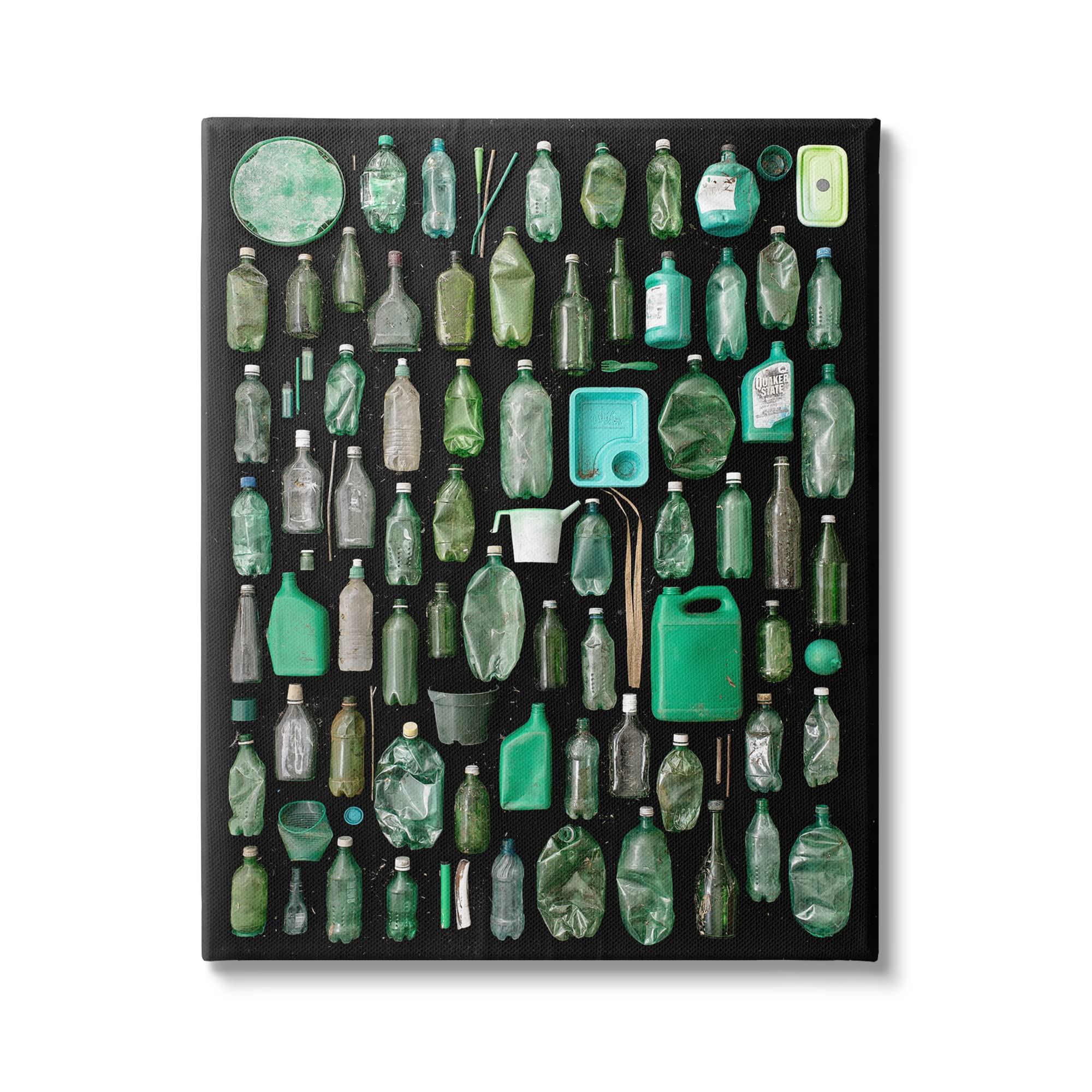 Stupell Industries Modern Plastic Waste Art - Green Bottles Design by Jadei Graphics, 30x40 Inch Wall Decor - Perfect for Eco-Friendly Home & Office Decor