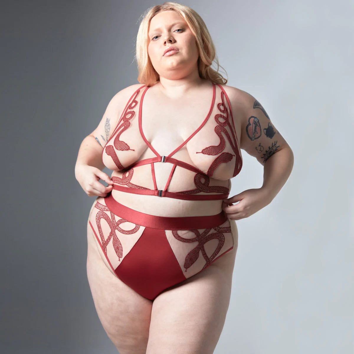 Medusa High Waisted Bikini Set - Oxblood & Butterscotch Two-Tone Swimwear for Women | Beach, Pool Party & Summer Vacation Outfits