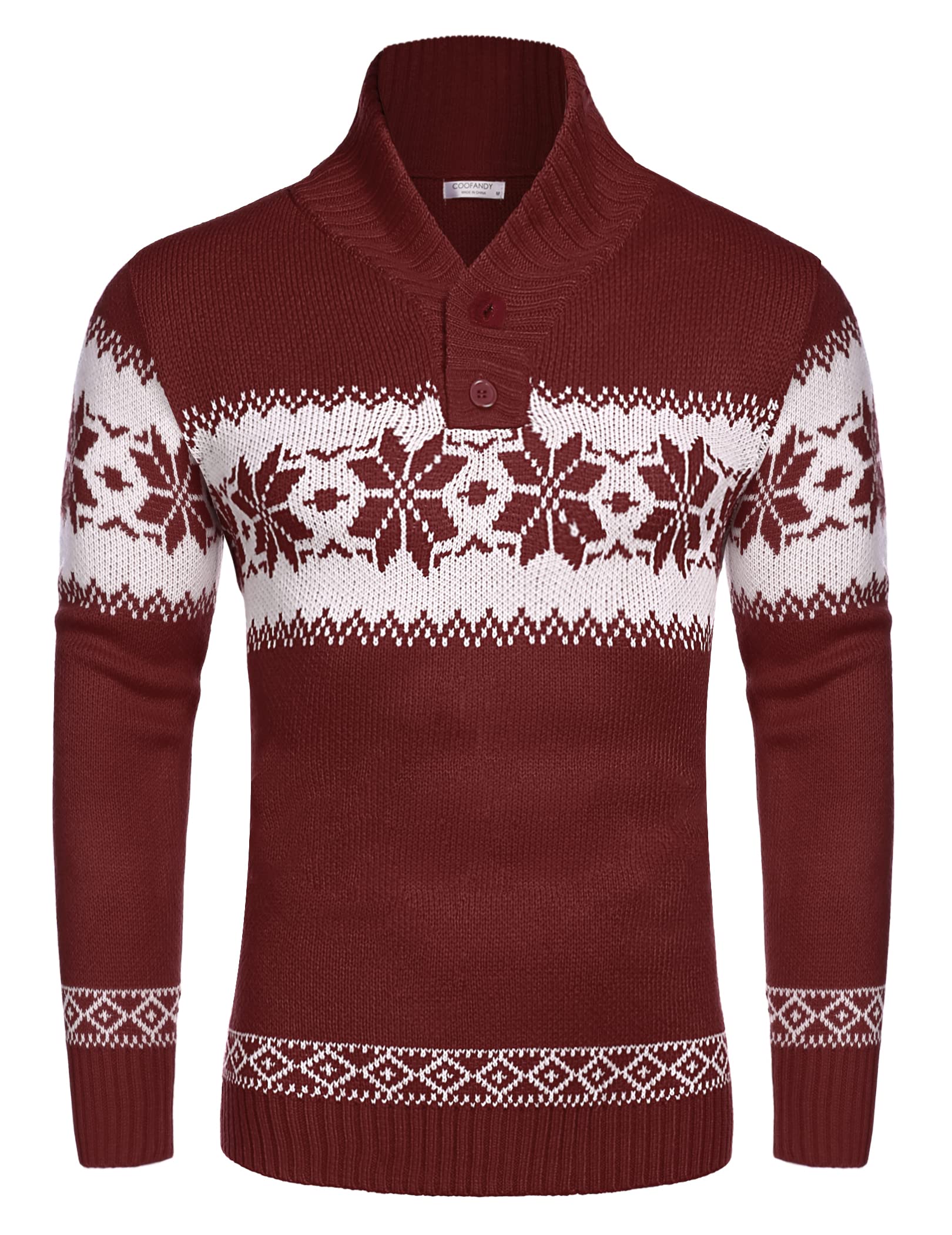 COOFANDY Men's Ugly Christmas Sweater - Festive Snowflake Knit Pullover for Holiday Parties & Casual Winter Wear