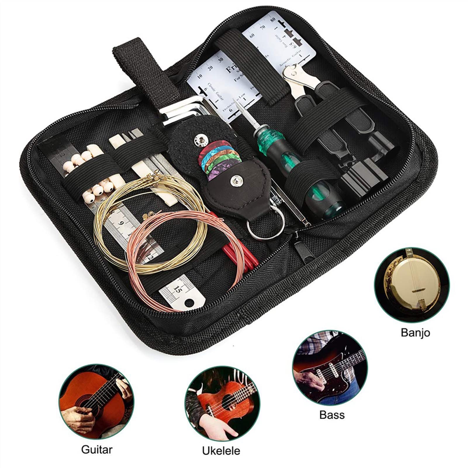 Professional Guitar Repair & Maintenance Kit - Complete Luthier Tool Set for Cleaning, Adjusting & Caring for Acoustic & Electric Guitars - Perfect for Musicians, Guitar Shops & DIY Enthusiasts