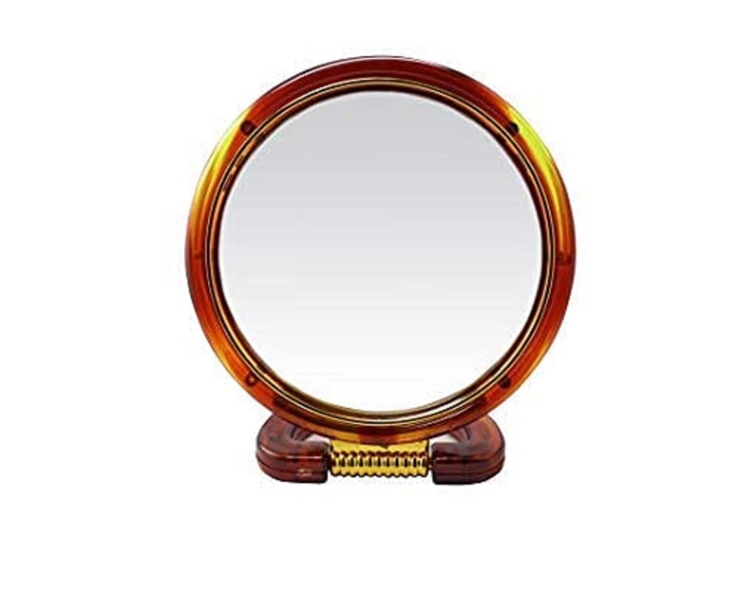 6 Inch Round Plastic Beauty Mirror with Stand - Dual-Sided Tabletop Makeup Mirror (1x Magnifying) for Bathroom, Dressing Table, Shaving & Salon Use - Perfect for Makeup Application, Grooming & Skincare Routines