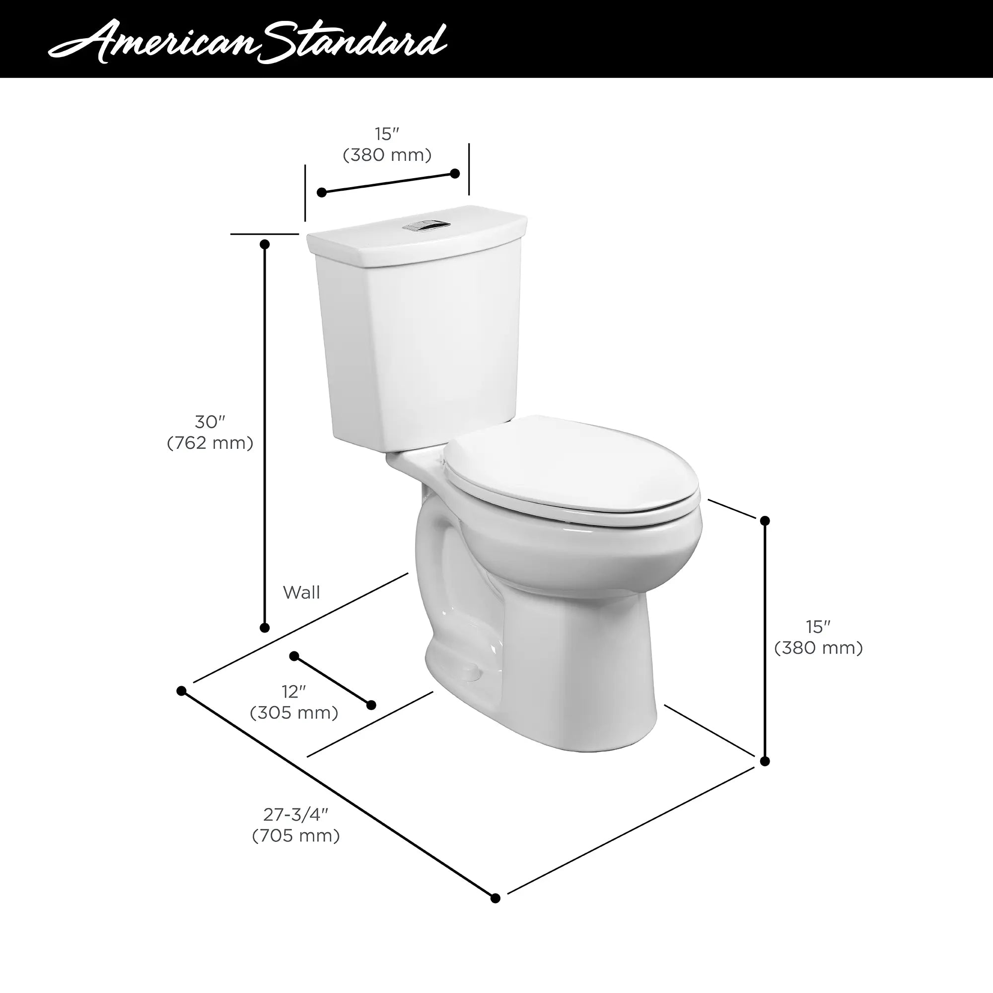 H2Option® Dual Flush Toilet - 1.28 GPF/4.8 LPF & 0.92 GPF/3.5 LPF Water Saving Round Front Standard Height Toilet with Linerless Seat - Perfect for Bathroom Renovation & Eco-Friendly Homes