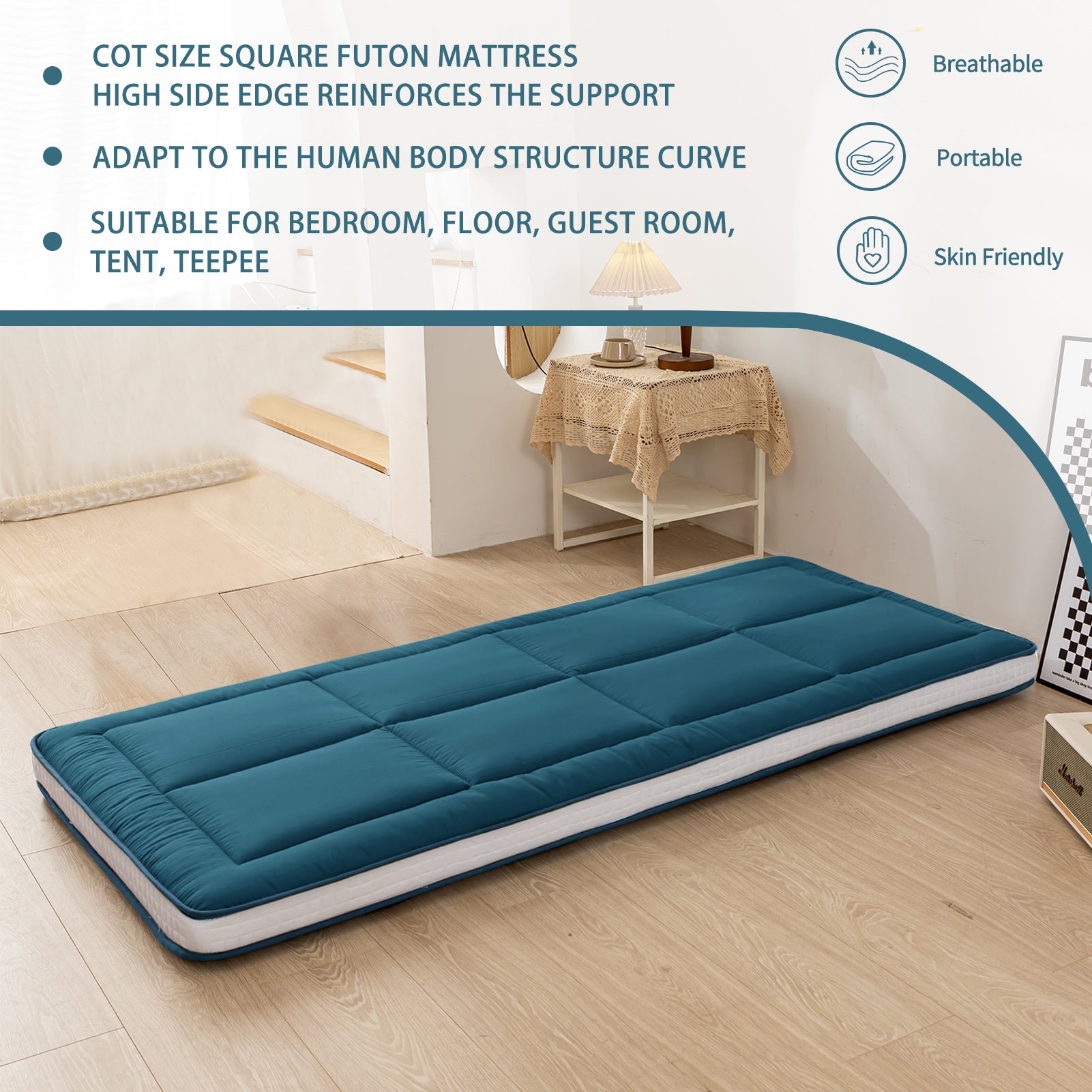 MAXYOYO 32 x 75 Inch Cot Size Futon Mattress - Foldable Floor Mattress, Tatami Mat for Guest Bed, Camping & Home Decor | Comfortable & Space-Saving Sleeping Solution