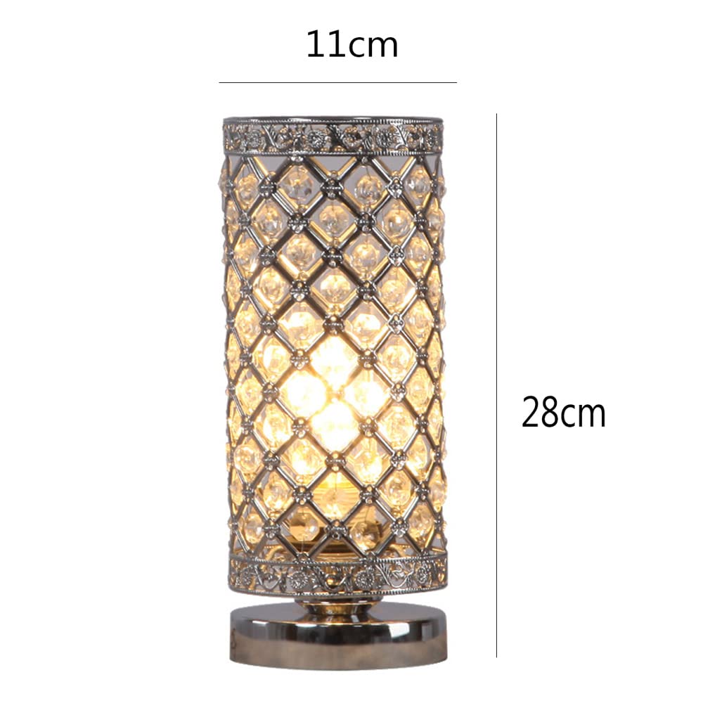 ZSIDA Crystal Table Lamp - Modern Bedside Nightstand & Desk Lamp with Crystal Beads Lampshade, Art Deco Style Lighting for Bedroom, Living Room, Office Decor
