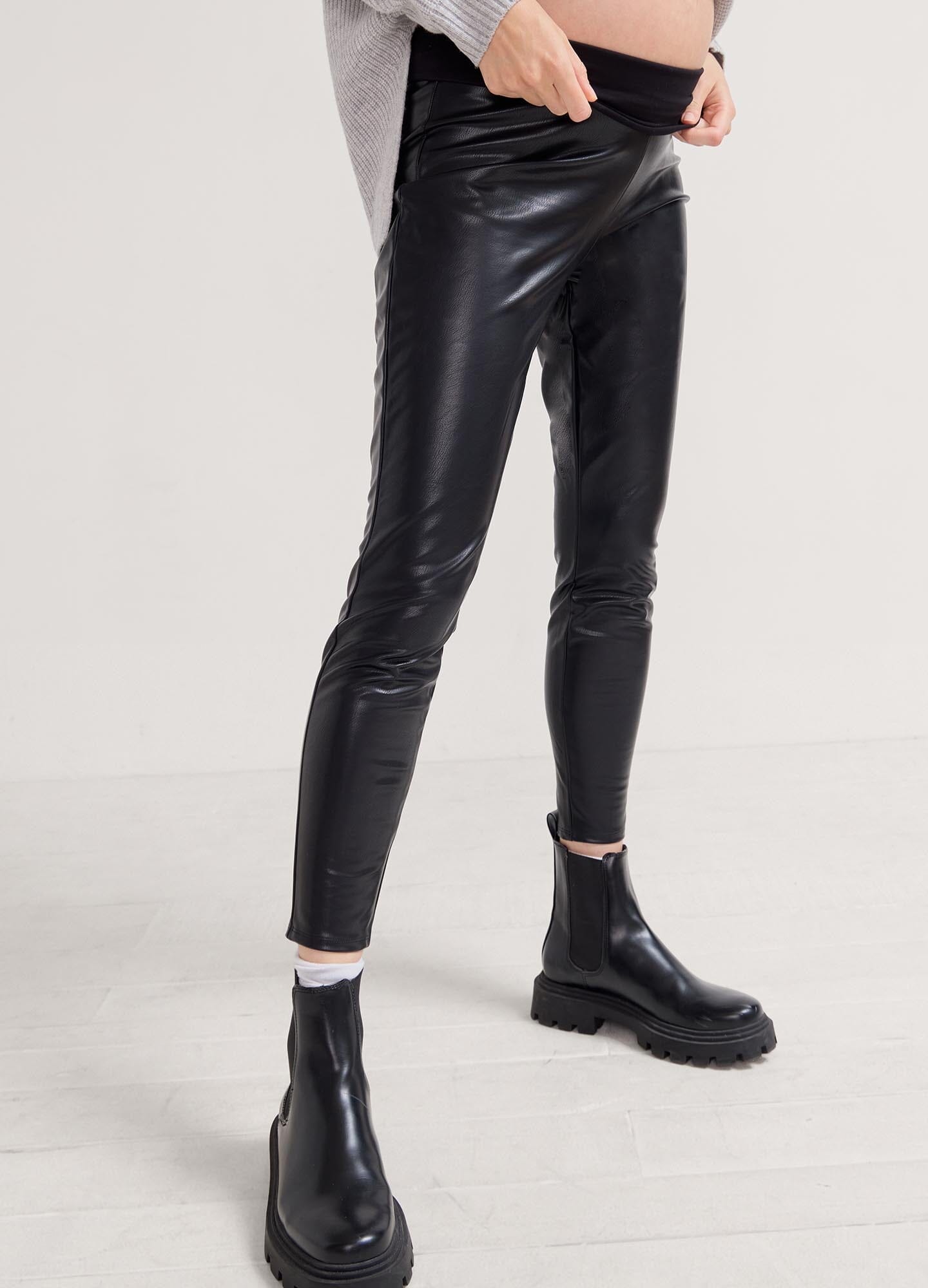 Vegan Stretch Leather Leggings for Women - High Waist Faux Leather Pants - Comfortable & Stylish for Yoga, Workout & Everyday Wear