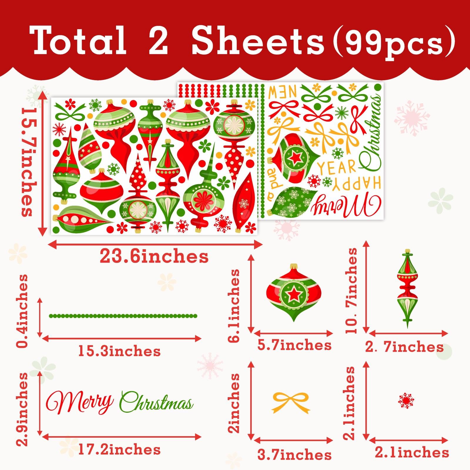 Brand Name Double Sided Christmas Ornaments - Reusable Window Clings & Wall Decals for Holiday Decorations | Perfect for Christmas Tree, Home, Office & Party Decor