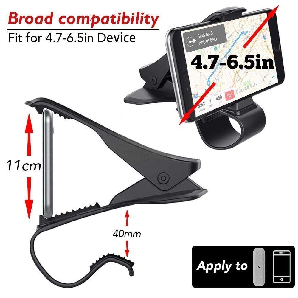 THXCO DishyKooker Universal Car Phone Holder - Clip On HUD GPS Dashboard Mount for iPhone & Android (4.7-6.5 Inch) - Non-Slip Stand for Safe Driving & Navigation
