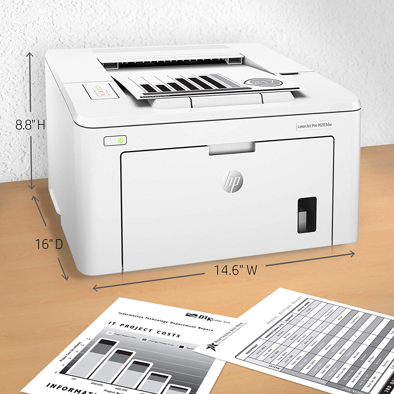 HP G3Q47A#BGJ LaserJet Pro M203dw Wireless Monochrome Laser Printer - Fast Printing, Duplex & Mobile Printing | Ideal for Home Office & Small Business (Renewed)