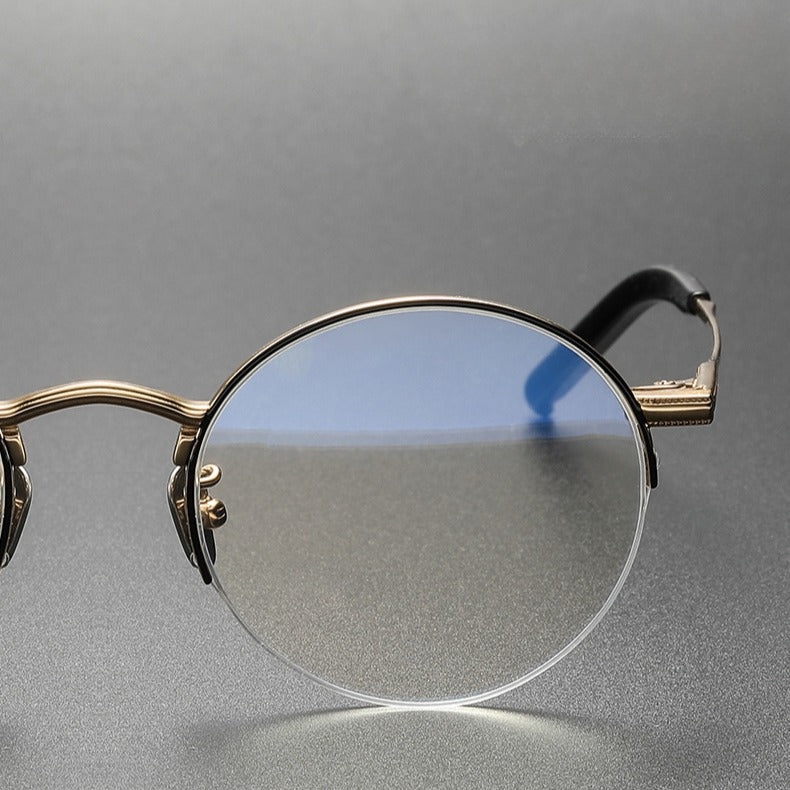 Premium Titanium Semi-Rimless Oval Glasses Frames S 185T - Lightweight & Durable Eyewear for Men & Women - Perfect for Reading, Work & Everyday Use