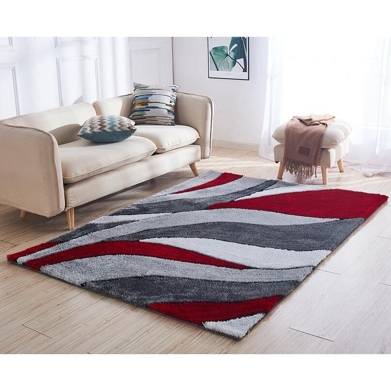 Soft Pile Hand Tufted Shag Area Rug - Aria Collection - 6' x 8' Red - Plush Living Room Rug for Cozy Bedroom & Modern Home Decor