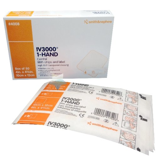 4008 IV Dressing Box of 50 - Sterile Transparent Adhesive Bandage for IV Catheters | Medical Supplies for Hospitals, Clinics & Home Healthcare