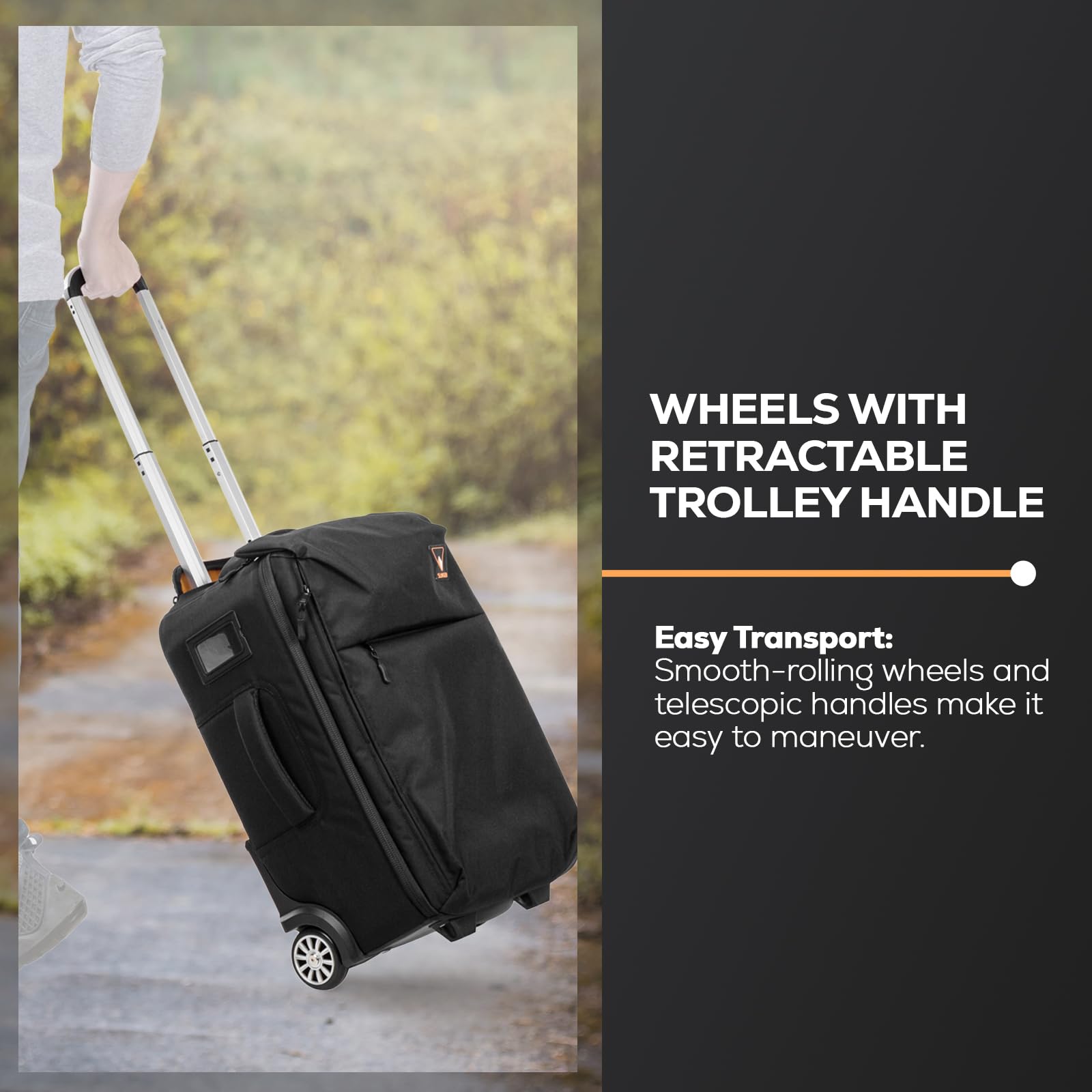 SLINGER 2-in-1 Wheeled Camera Backpack - Rolling DSLR Camera Case with Handle & Anti-Shock Dividers for Lenses, Hoods, Lighting, Tripod | Travel Photography Gear for Professionals & Enthusiasts | Perfect for Air Travel, Photo Shoots & Outdoor Adventures