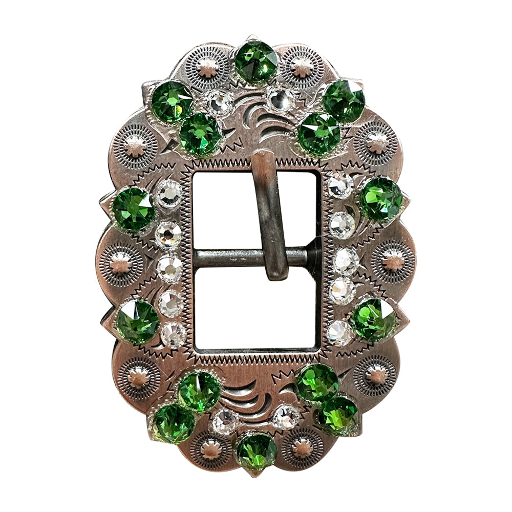 Fern & Clear Copper European Crystal Cart Buckle - Elegant Rhinestone Belt Buckle for Women's Fashion Accessories | Perfect for Jeans, Dresses, and Formal Outfits
