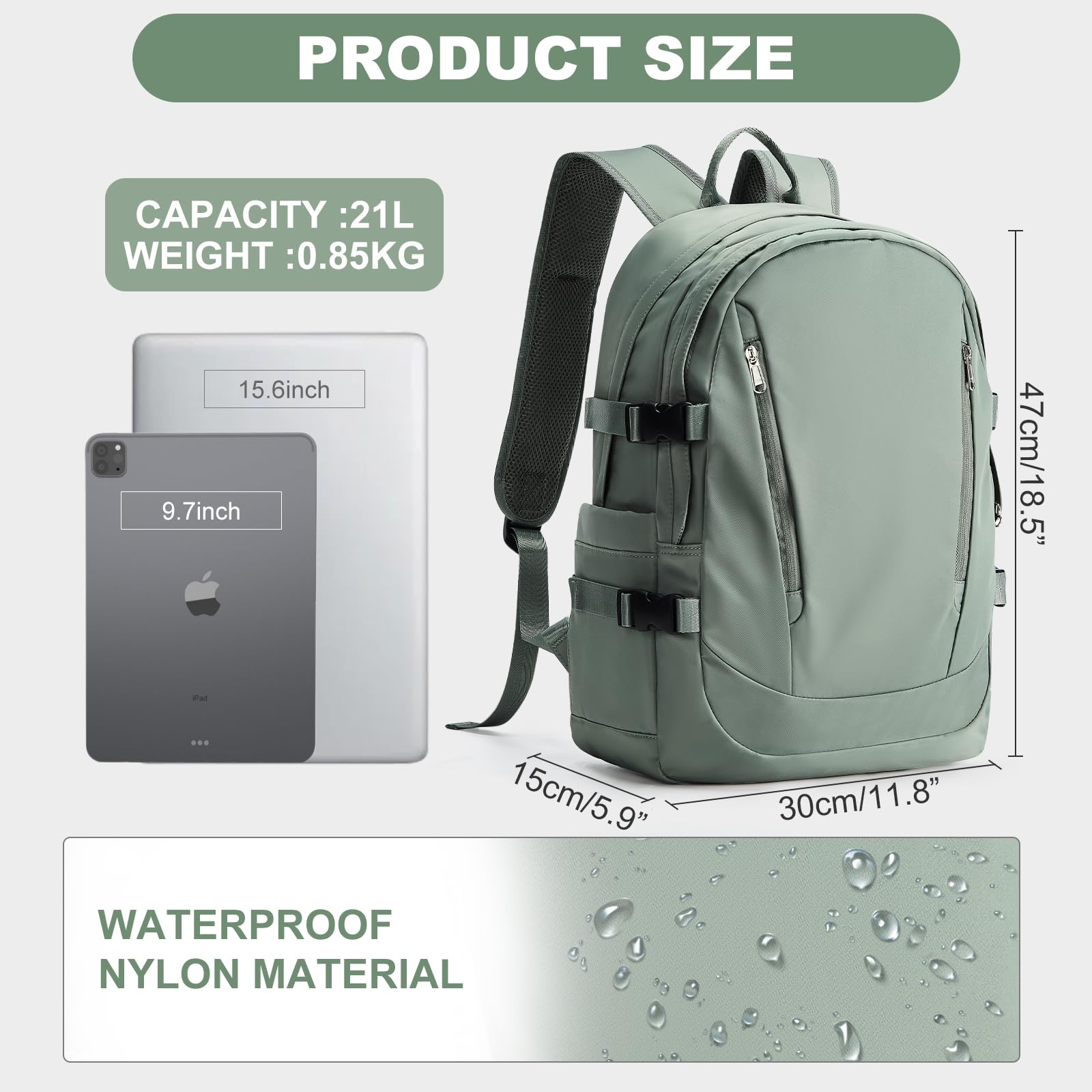 PAUBACK Waterproof Travel Backpack for Women & Men - Lightweight Nylon Daypack with USB Charging Port | Perfect for Hiking, Commuting & Business Trips
