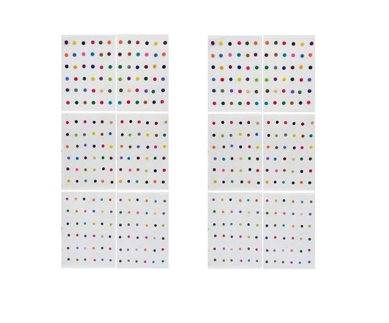 Elegant White Bindi Set for Women - 6 Pack Multi-Colored Fashion Accessories with 3 Sizes (1.5mm, 2mm, 2.5mm) - Perfect for Weddings, Festivals & Ethnic Makeup Looks