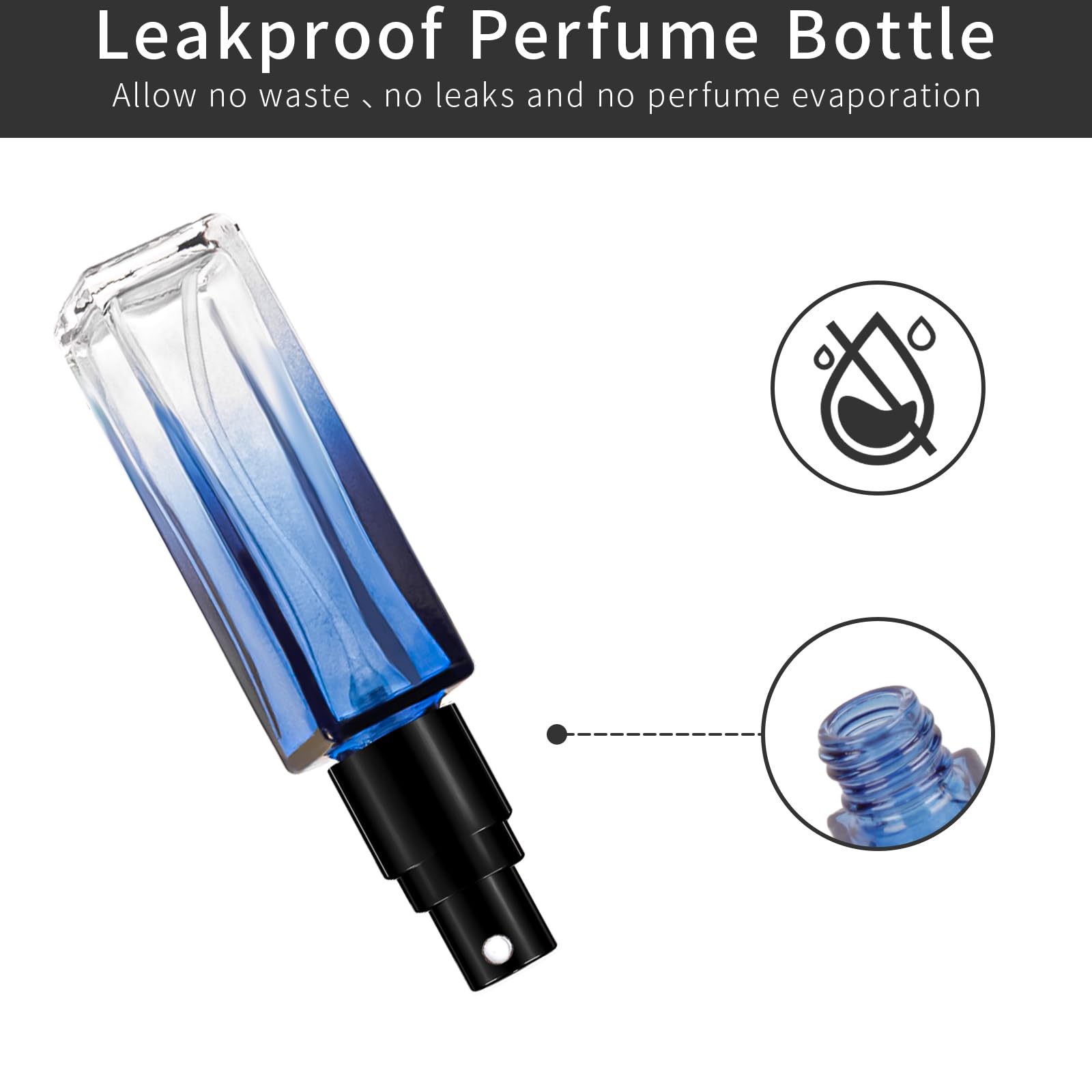 5pcs 10ml Refillable Perfume Bottles - Leak-Proof Mini Glass Atomizer Spray Bottles with 2 Funnels & 2 Droppers - Travel Size Portable Perfume Containers for Women, Essential Oils & Cosmetics - Perfect for Gym, Travel, Purse & Daily Touch-Ups