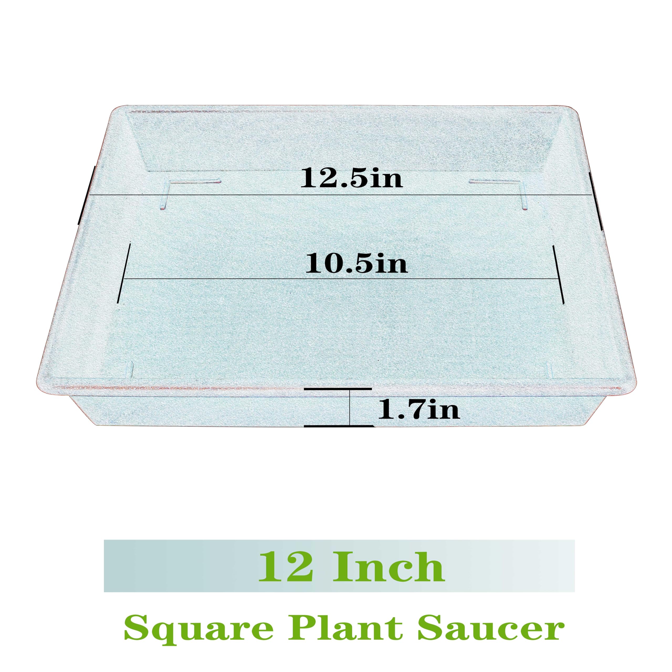 12 Inch Square Plant Saucer (2 Pack) - Heavy Duty Plastic Plant Trays for Indoor & Outdoor Pots - No Holes Drip Catcher for Flower Pots, Planters (6/8/10/12/14/16/18/20 Inch Options) - Perfect for Balcony, Patio, Garden & Home Decor