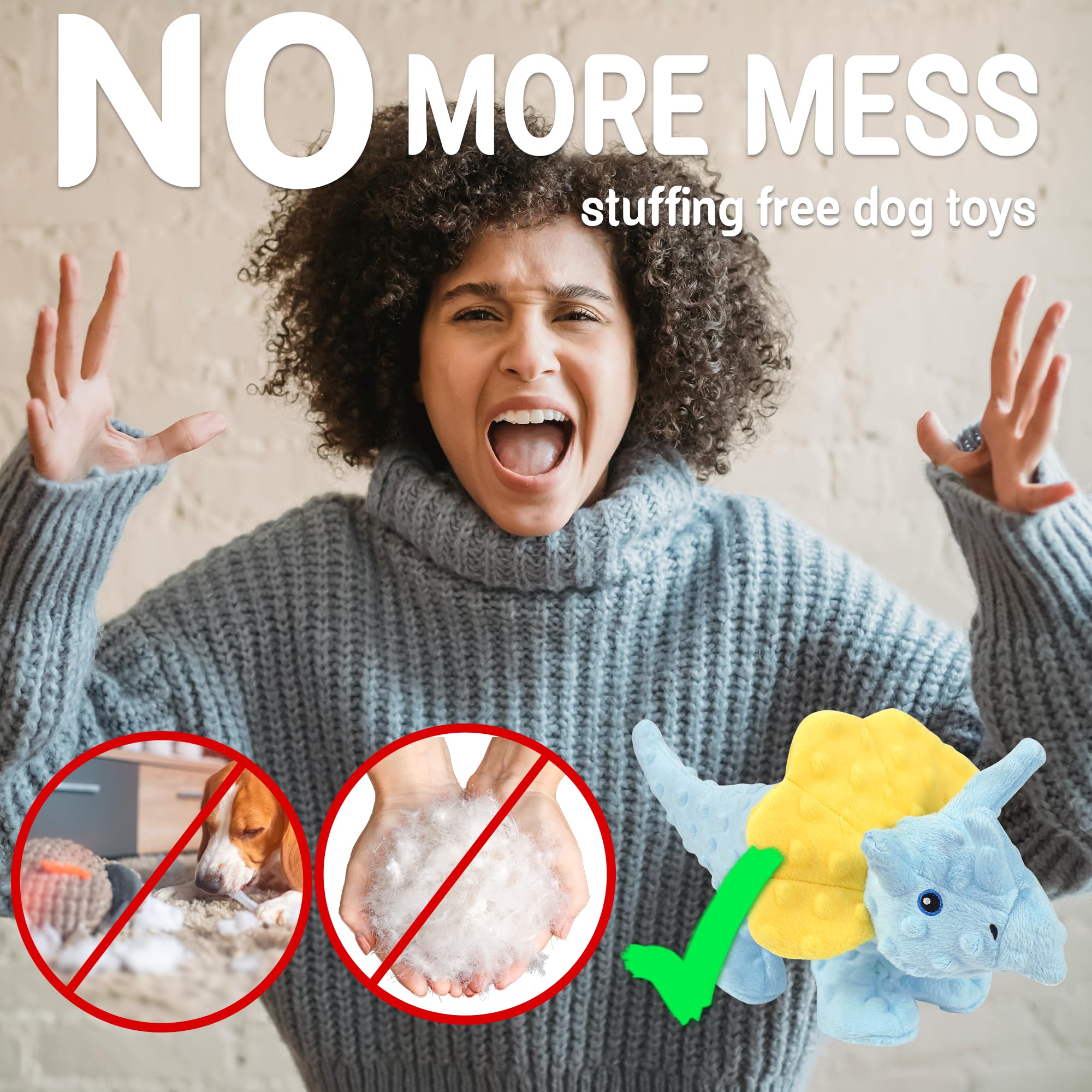 Durable No-Stuffing Dog Toys for Aggressive Chewers - Squeaky Chew Toys for Large, Medium & Small Dogs - 5-Pack Puppy Chew Toys for Indoor & Outdoor Play